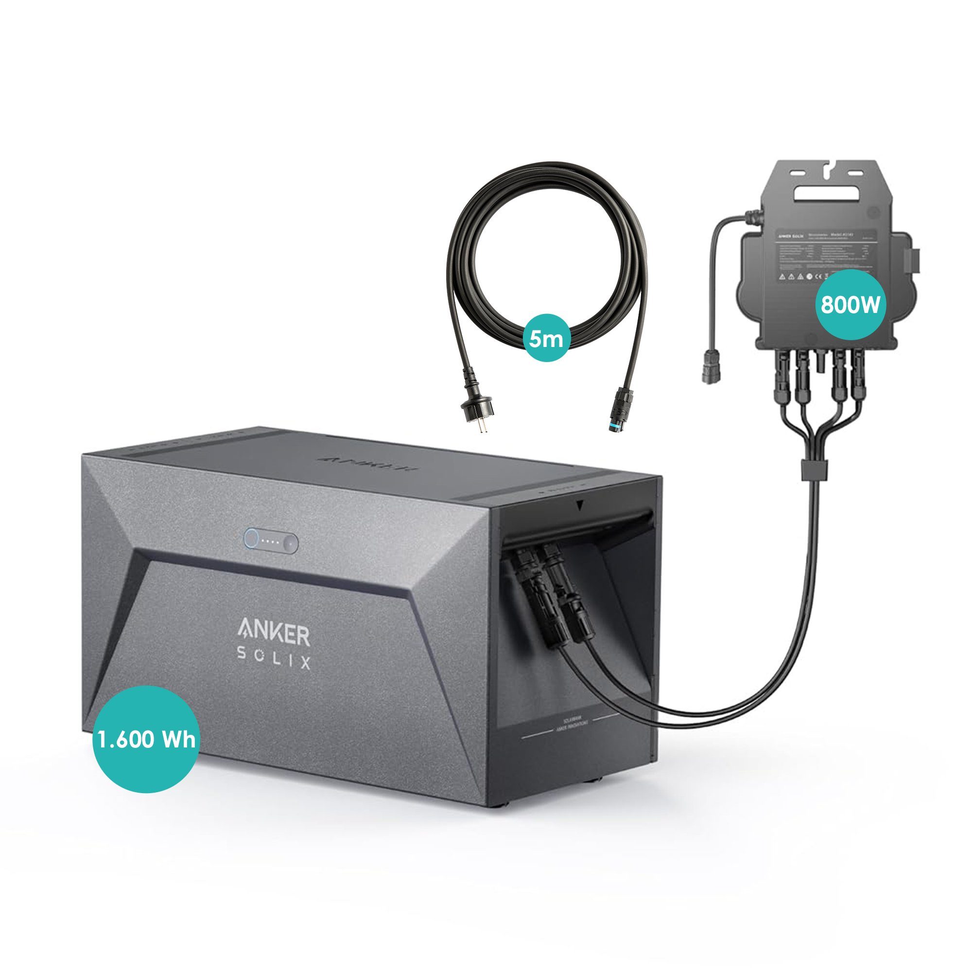 Anker Solaranlage SOLIX E1600 1600Wh Batteriespeicher + MI80 800W MikroWechselrichter, WiFi