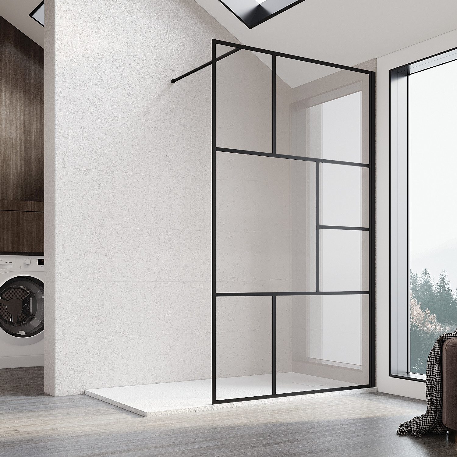 SONNI Walk-in-Dusche Walk in Duschwand Duschabtrennung 100-120 x 200 cm 8mm NANO-Glas, 8mm Einscheibensicherheitsglas mit Nano Beschichtung, 8mm Einscheibensicherheitsglas