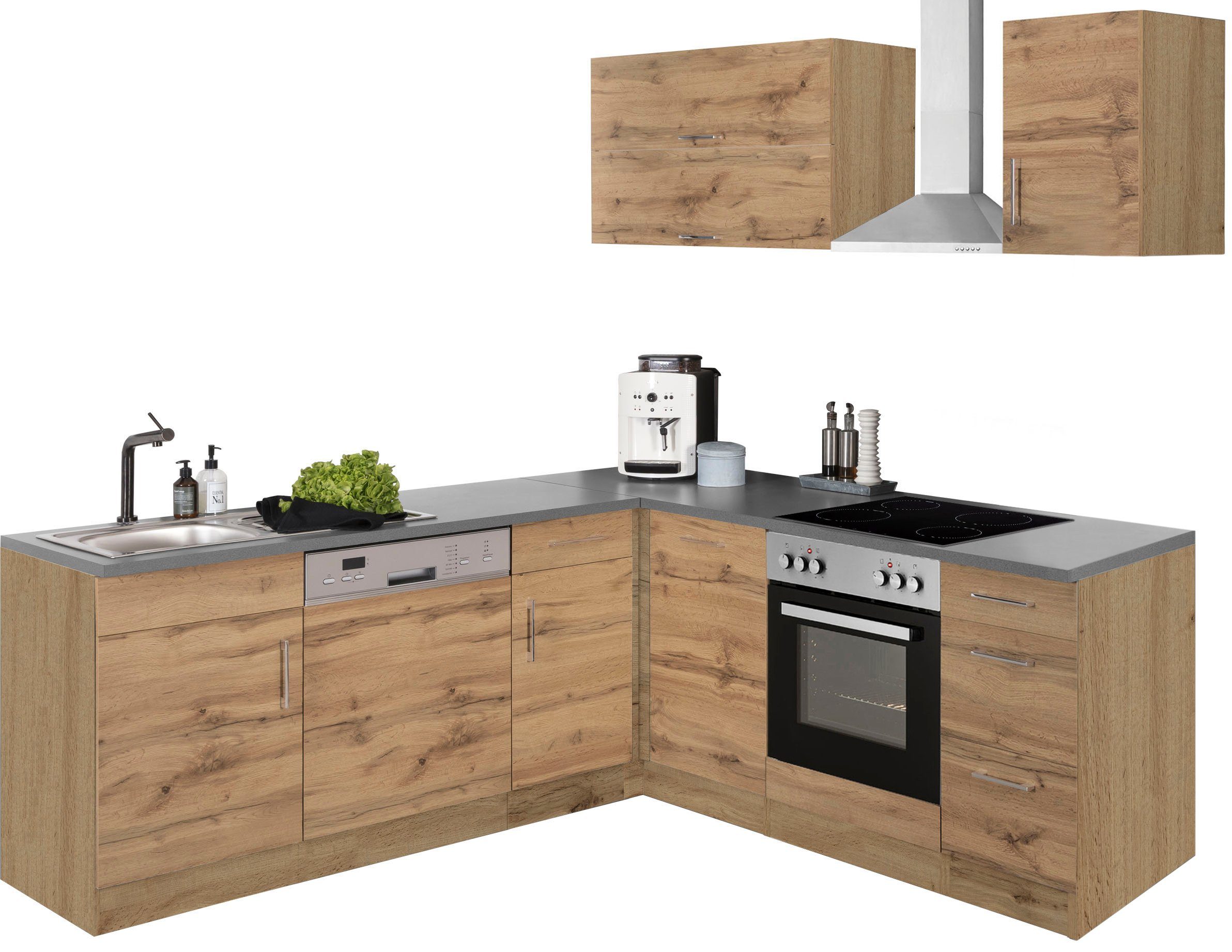 KOCHSTATION Winkelküche KS-Colmar, ohne E-Geräte, Stellbreite 210/210 cm