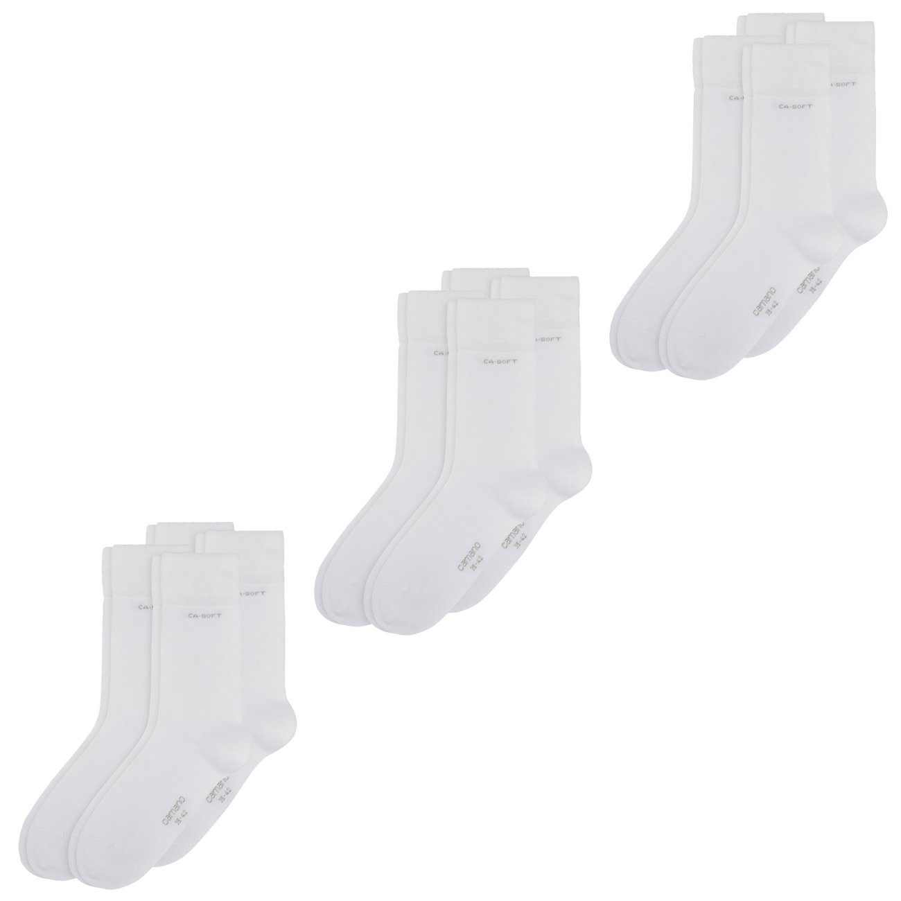 Camano Langsocken CA-Soft 6er Pack (6-Paar) mit verstärktem Fersen- und Zehenbereich 6 Paar White (0001)