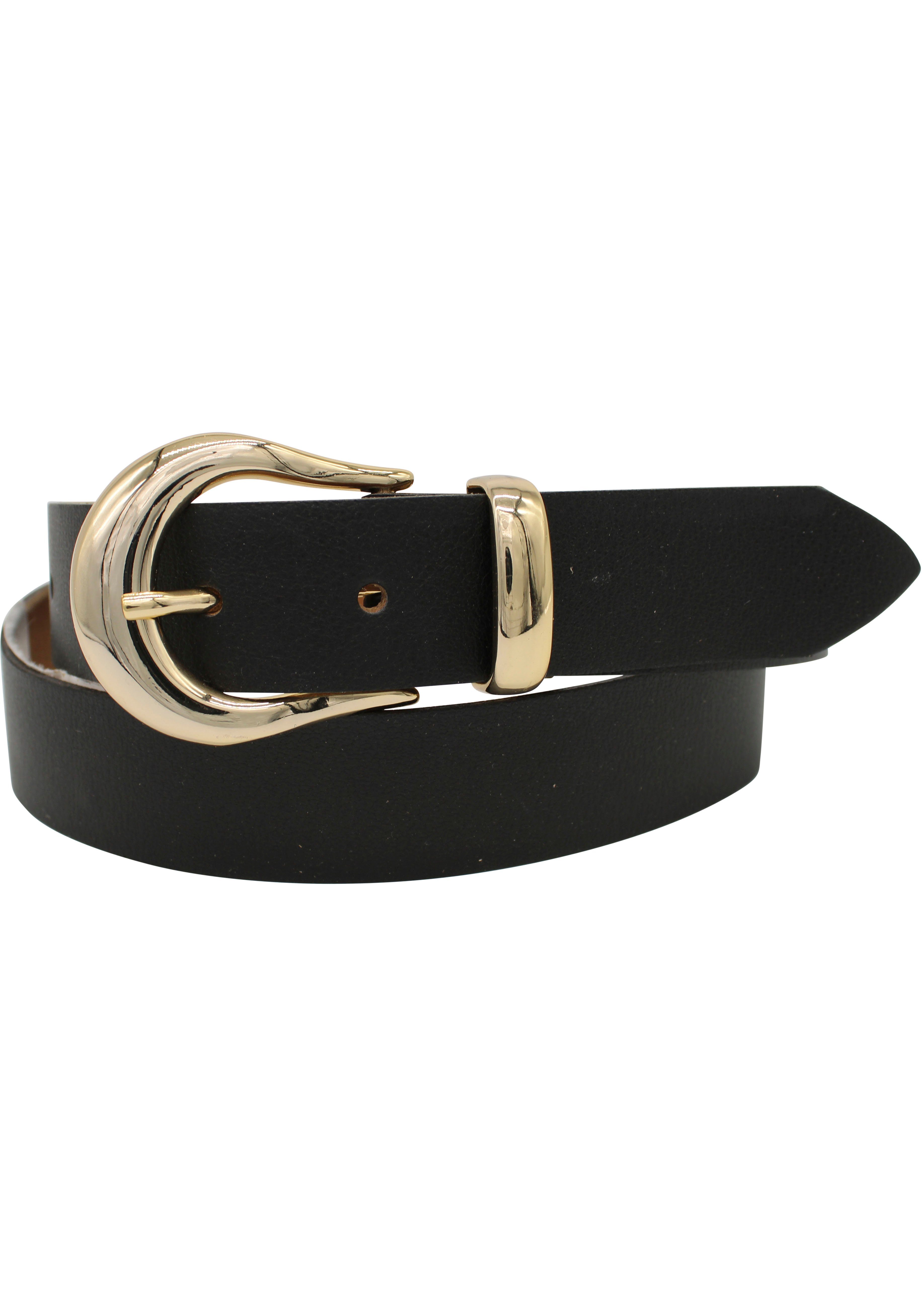 AnnaMatoni Ledergürtel Glänzende Schließe aus schwarz Schlaufe und Metall