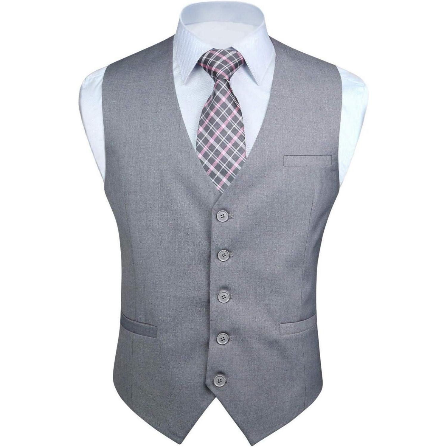 LuxusKollektion Krawatte Anzugweste Herren Hochzeit Business Taschen 3XL Hellgrau