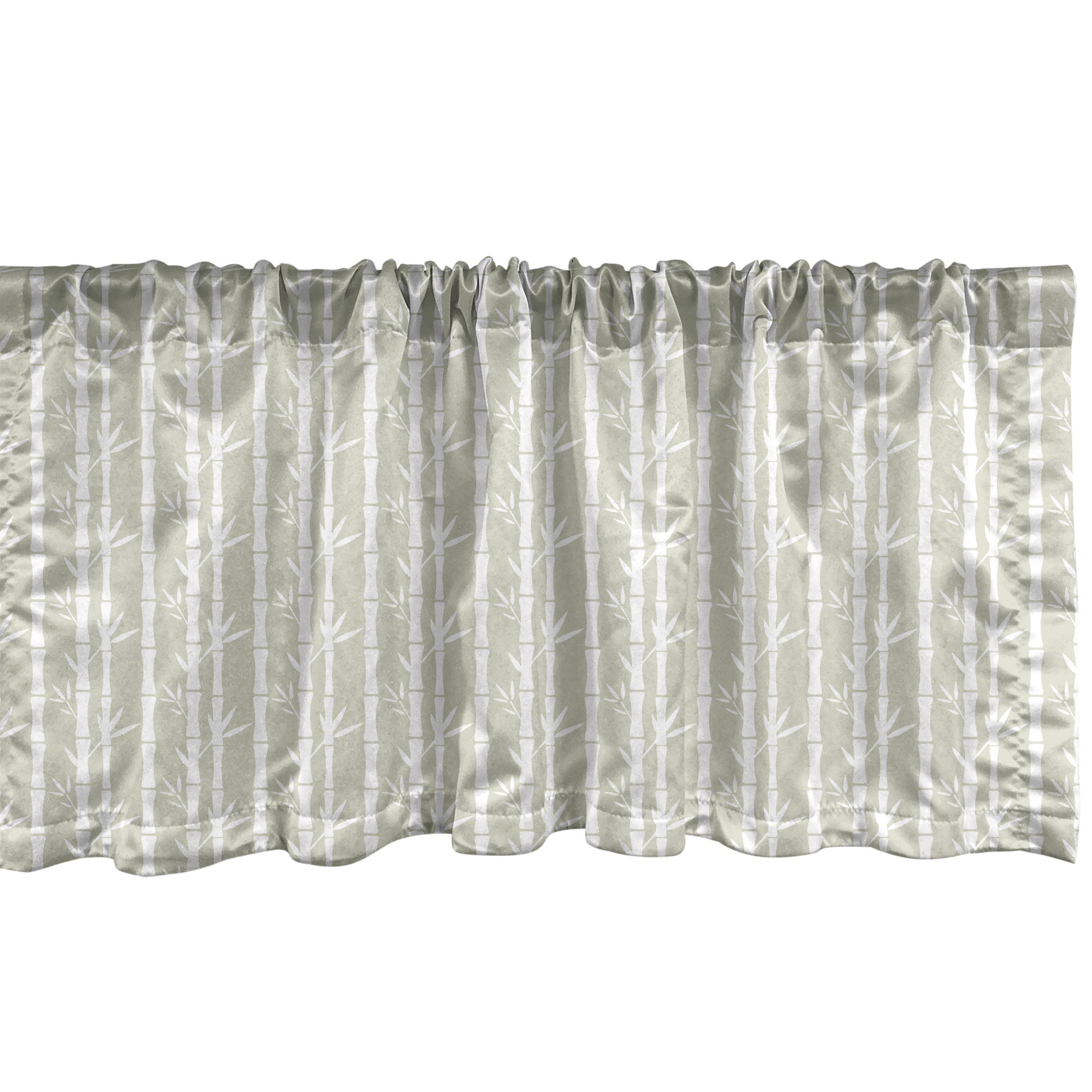 Scheibengardine Vorhang Volant für Küche Schlafzimmer Dekor mit Stangentasche, Abakuhaus, Microfaser, Tropisch Bambus Zweige Blätter