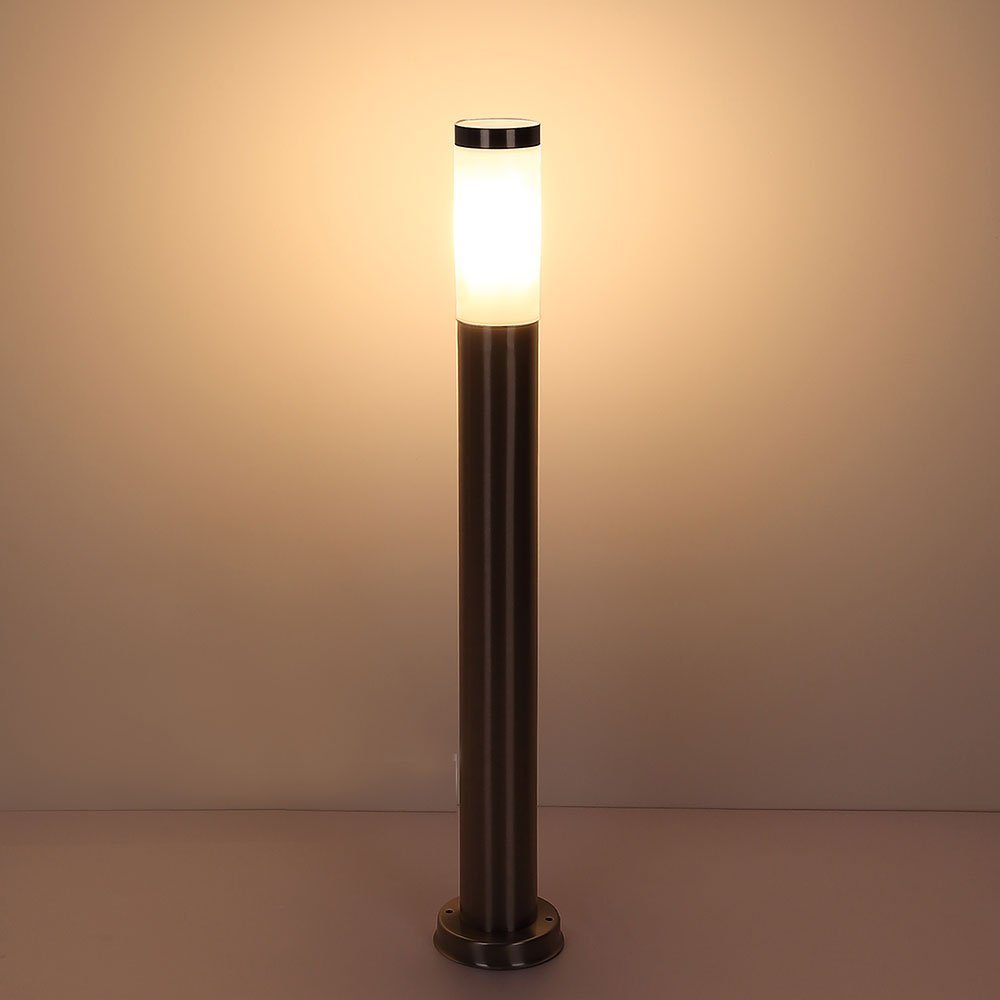 Lampen etc-shop Wege Warmweiß, 2er Beleuchtung Außen Set inklusive, Leuchtmittel LED Edelstahl Außen-Stehlampe, Garten Steh LED