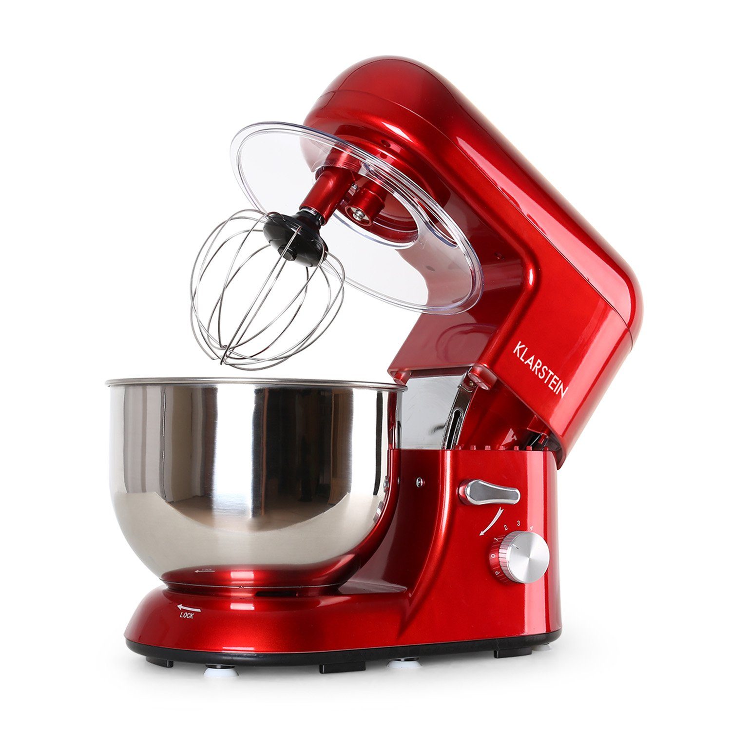 Klarstein Küchenmaschine mit Kochfunktion Bella, 2000 W, 5.2 l Schüssel, Knetmaschine Teigmaschine Teigknetmaschine Rührmaschine Standmixer Rot | Küchenmaschinen