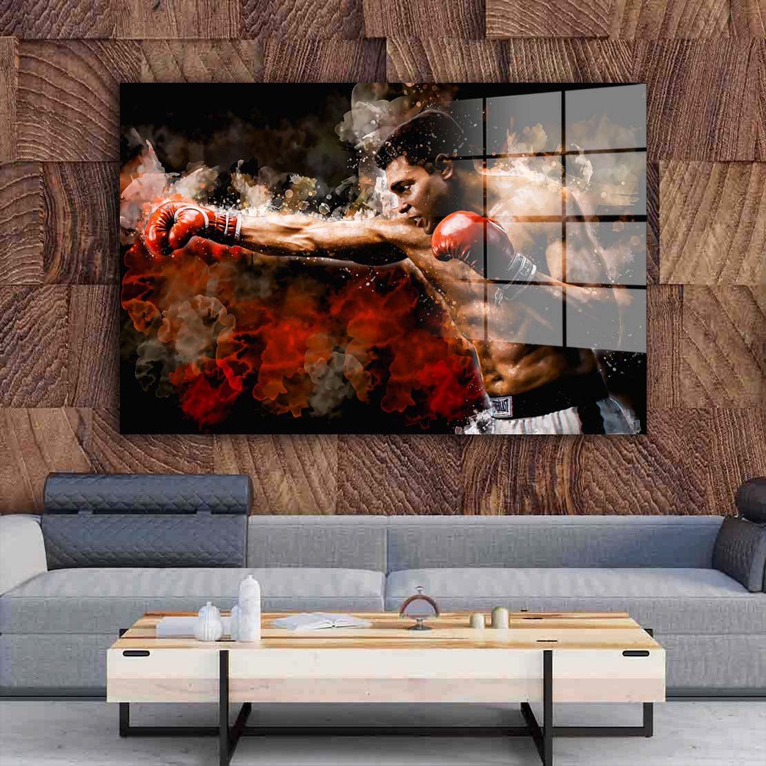 Artedinoi Acrylglasbild Boxing King Acrylglas Wandbild Bild Wanddeko Wohnzimmer XL