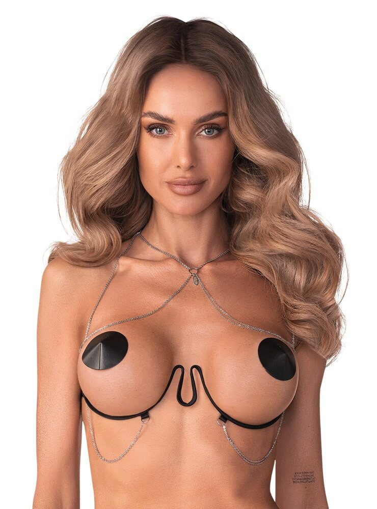 Obsessive Brustwarzenabdeckung Premium Nippel-Pasties aus Echtleder - schwarz (1 Paar), Selbstklebend und wiederverwendbar