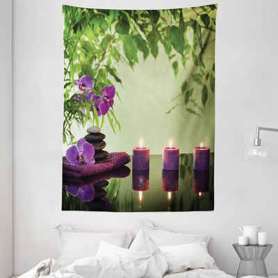 Wandteppich »Wohnzimmer Schlafzimmer Wandtuch Seidiges Satin Wandteppich«, Abakuhaus, rechteckig, Zen Spa Kerzen Orchideen Bloom