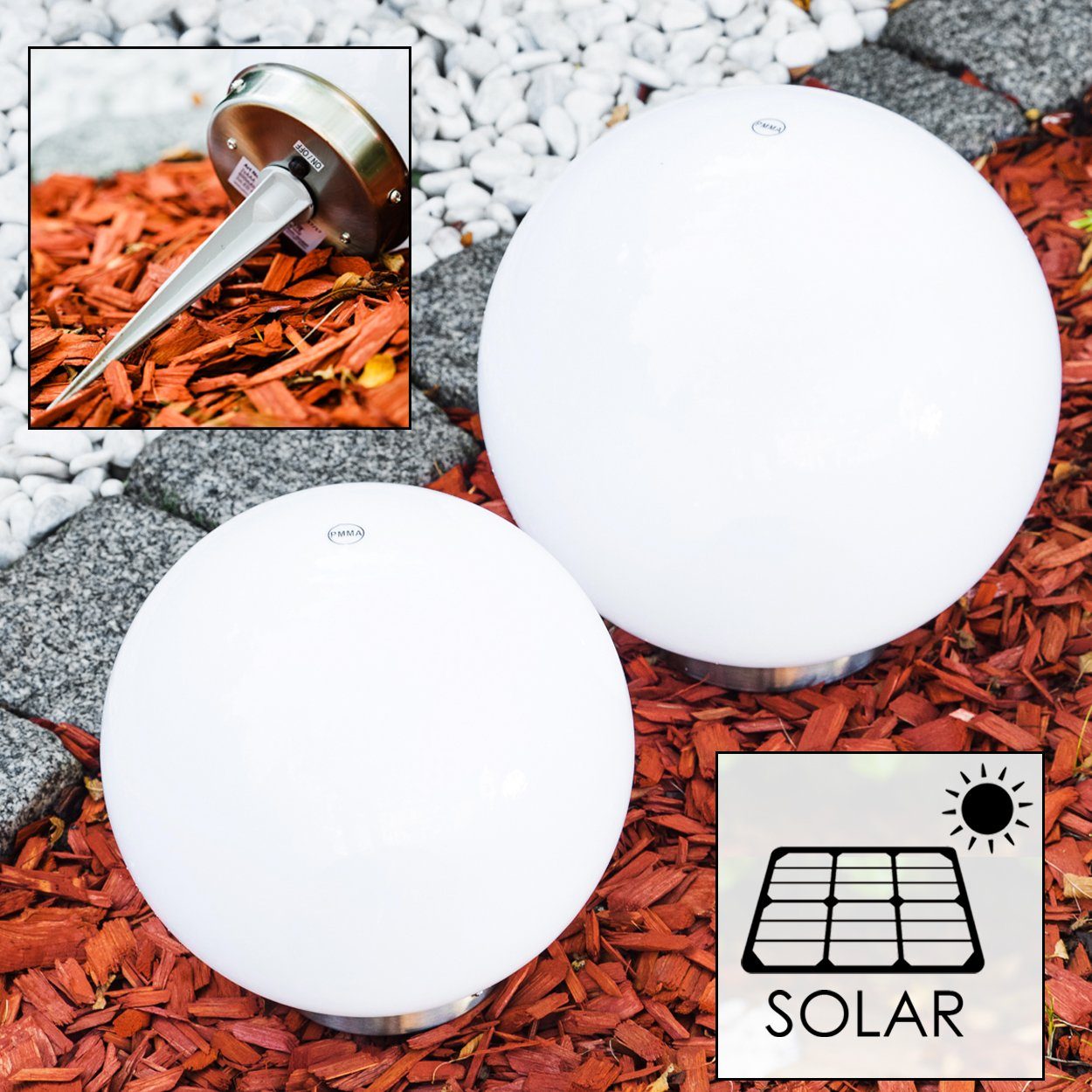 hofstein Kugelleuchte Solar Kugelleuchte 25 cm Veranda Wegeleuchte Garten Licht Edelstahl