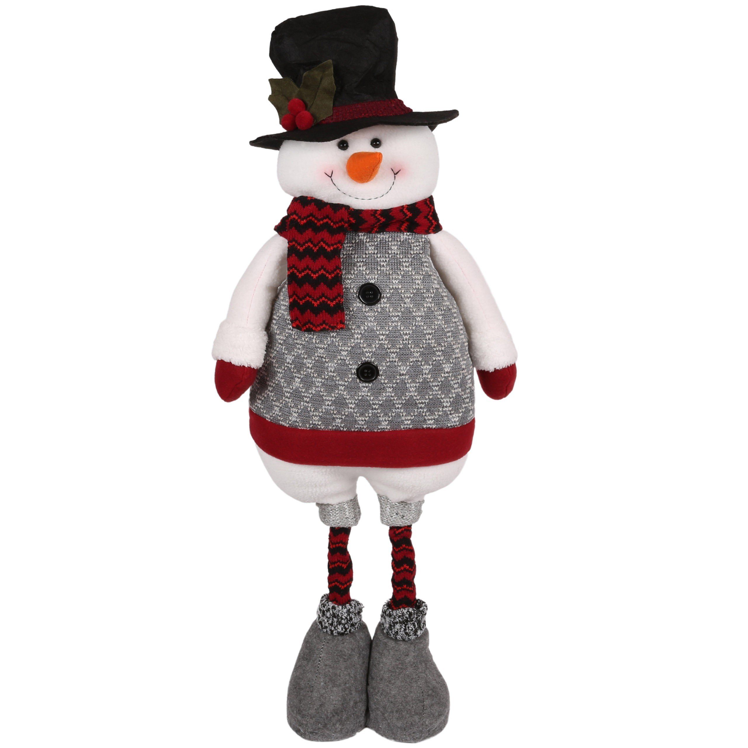 Sarcia.eu Weihnachtsfigur Grauer Schneemann mit verstellbaren Beinen 52/82 cm