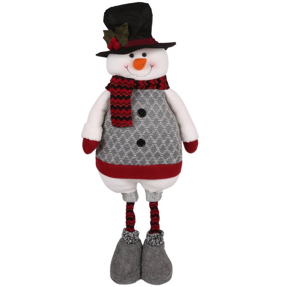 Sarcia.eu Weihnachtsfigur Grauer Schneemann mit verstellbaren Beinen 52/82  cm