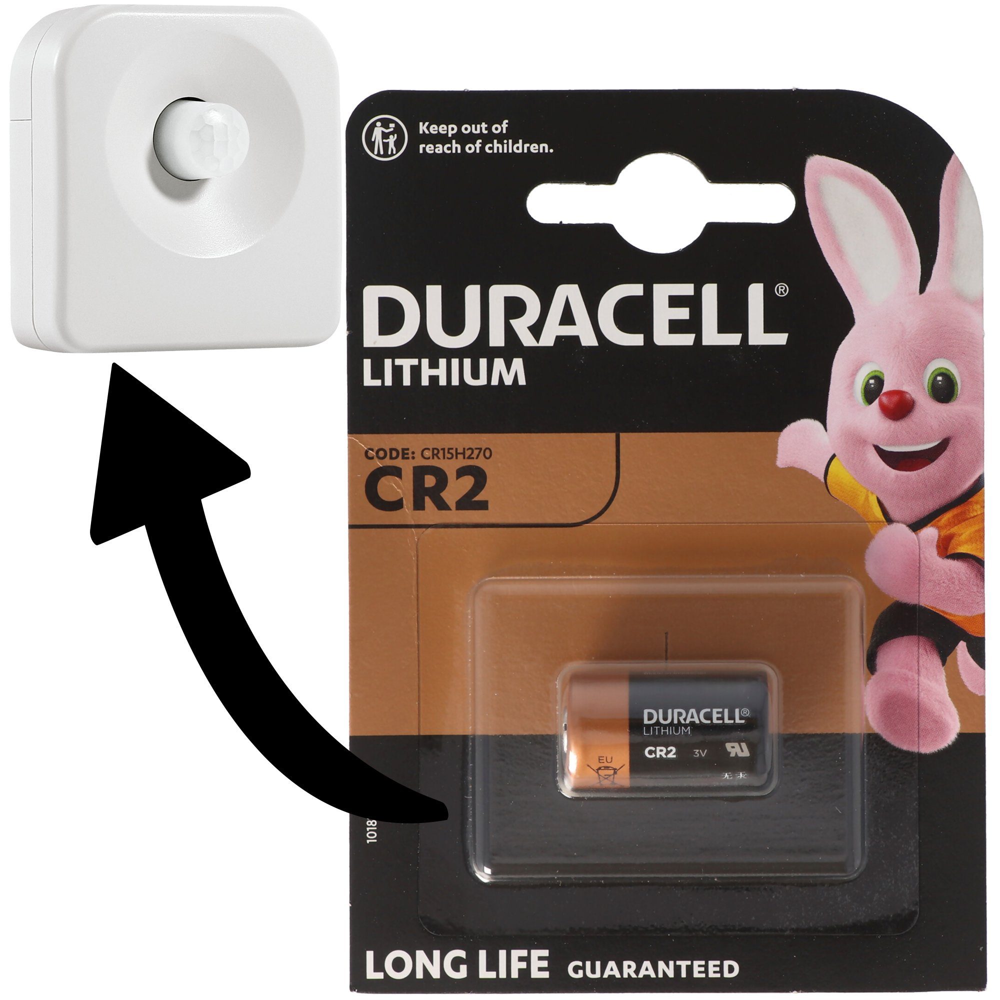 Duracell Batterie passend für Ledvance SMART+ Motion Sensor, Osram SMART+ Moti Batterie, (3,0 V)