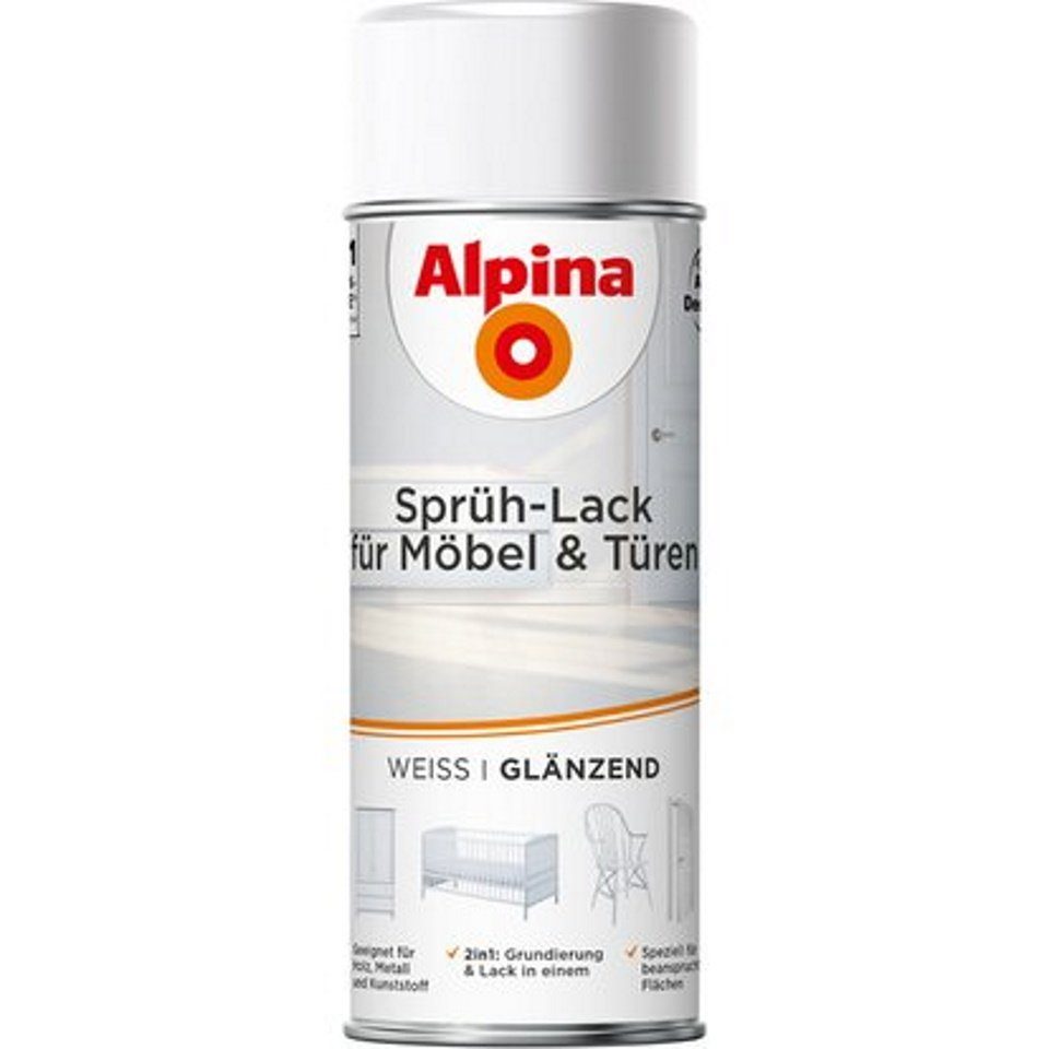 Alpina Sprühlack Sprühlack Möbel & Türen weiß 400 ml glänzend