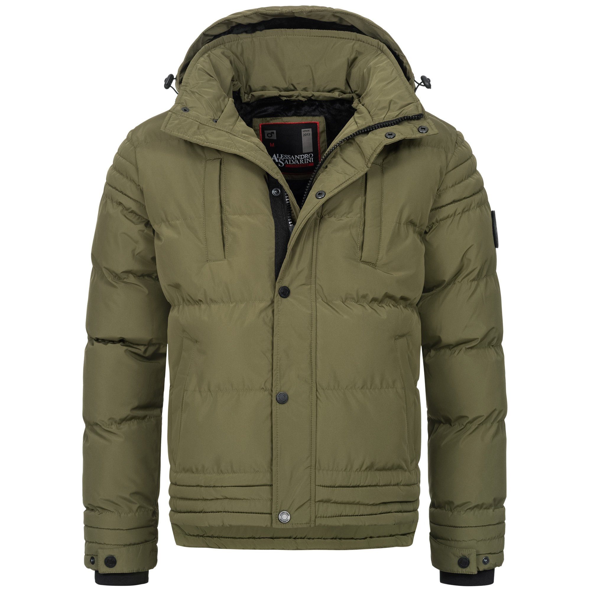 Alessandro Salvarini Kapuze Olive und Teddyfell Winterjacke ASFabiano warmem mit abnehmbarer