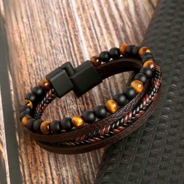 Eyecatcher Lederarmband Leder Reihen Armband mit Natursteinen verschiedene Farben und Längen (kein Set)