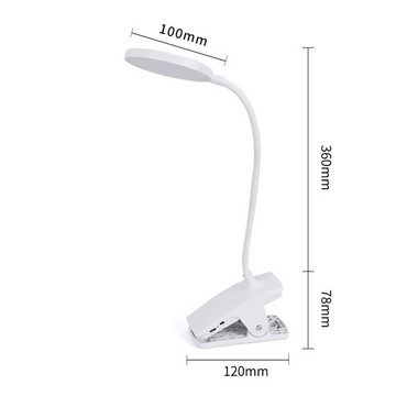 autolock LED Leselampe Klemmlampe Bett - Dimmbar Leselampe Buch Klemme Augenschutz Led, Klemmleuchte 3 Modi Bettlampe, USB Aufladbares Akku Leselampe 360°