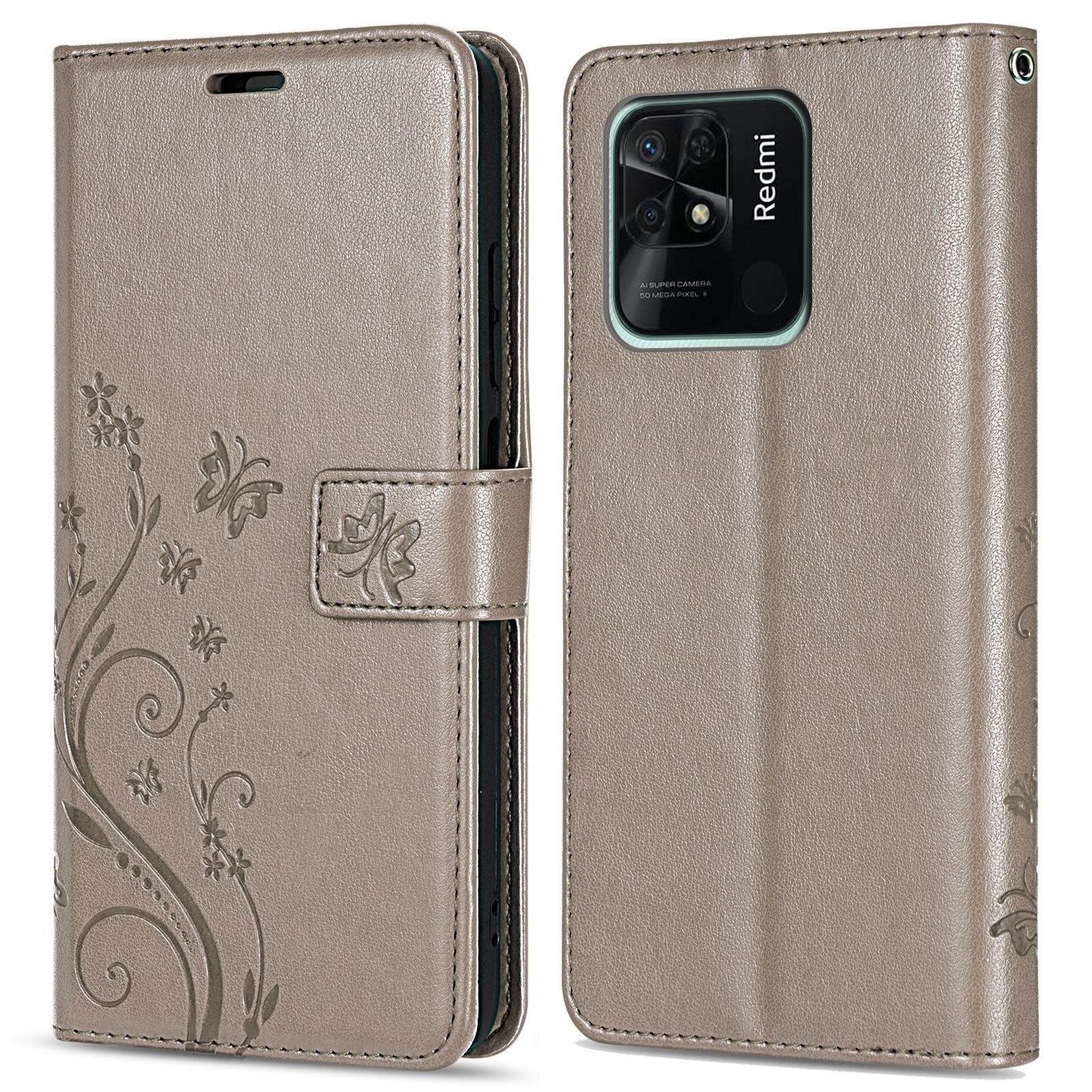betterfon Handyhülle Handytasche für Xiaomi Redmi 10C Schutzhülle Klapphülle, Bookstyle-Hülle: Magnetverschluss 3 Kartenfächer & Standfunktion