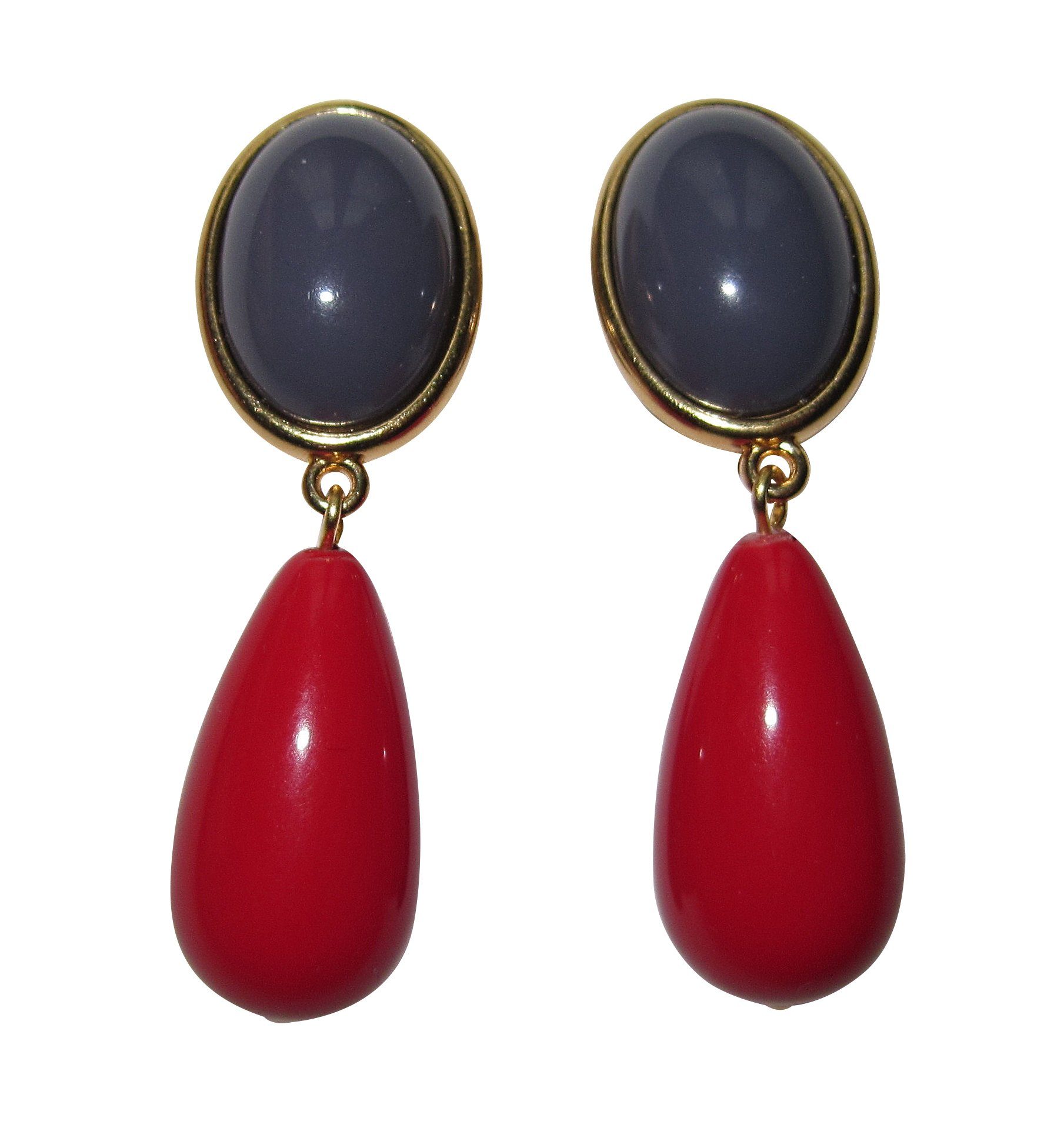 Mugello Paar Клипсы Viola Clips grau-rot Hingucker Statement-Ohrringe Geschenk, made in Germany Designer JustWin, Statementohrringe