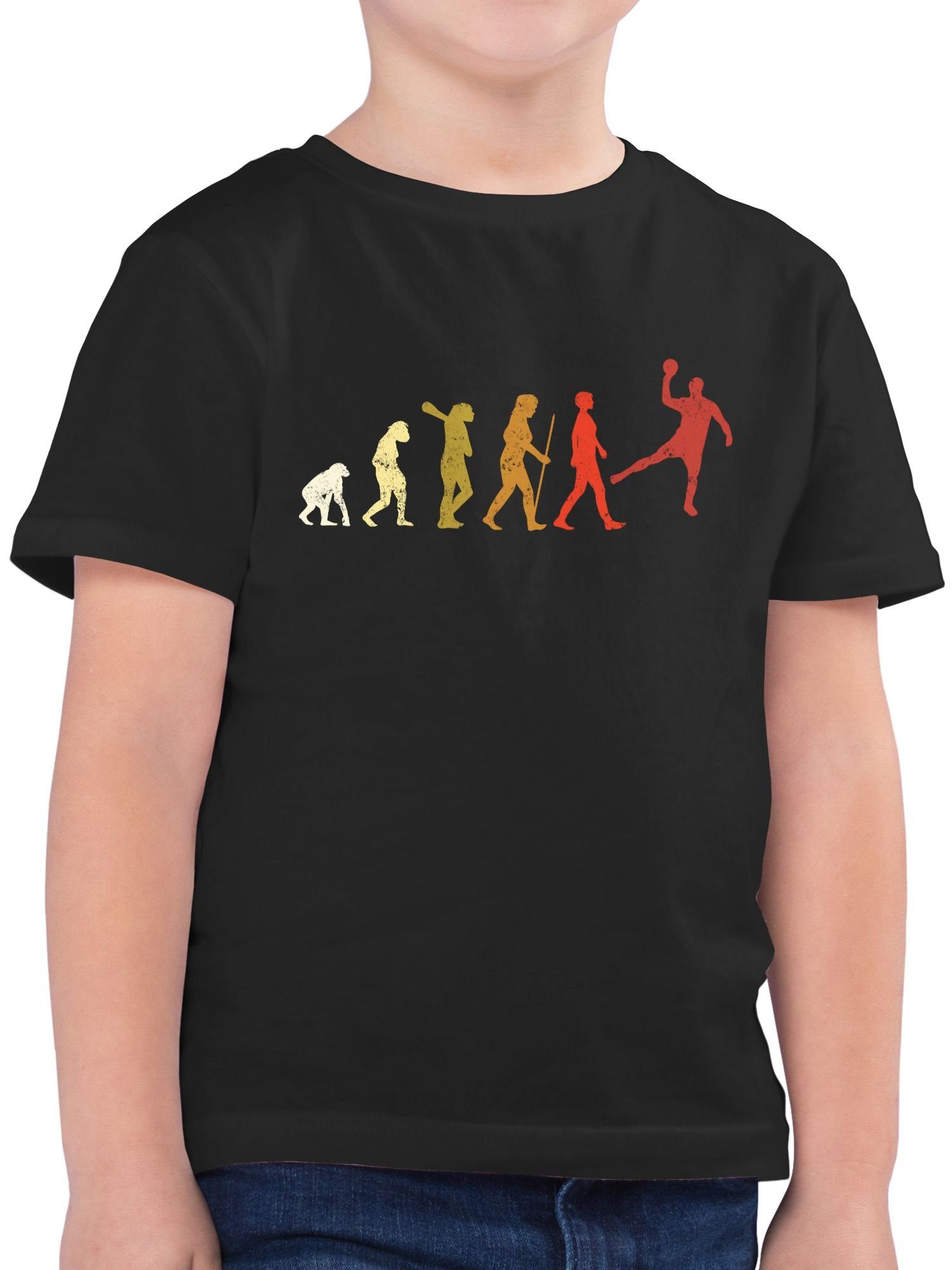 Shirtracer T-Shirt Handball Evolution Vintage Male Kinder Sport Kleidung 2 Schwarz