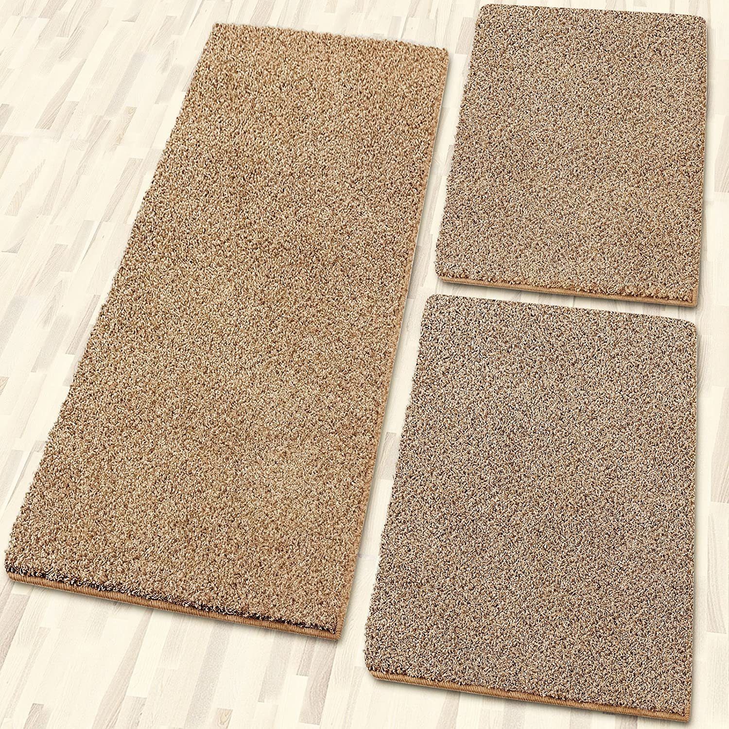 casa pura Hochflor-Bettumrandung Sphinx, 11 Farben, Teppichläufer, ideal im Schlafzimmer, Höhe 9 mm, (3-tlg), Shaggy – Bild 4 von 5