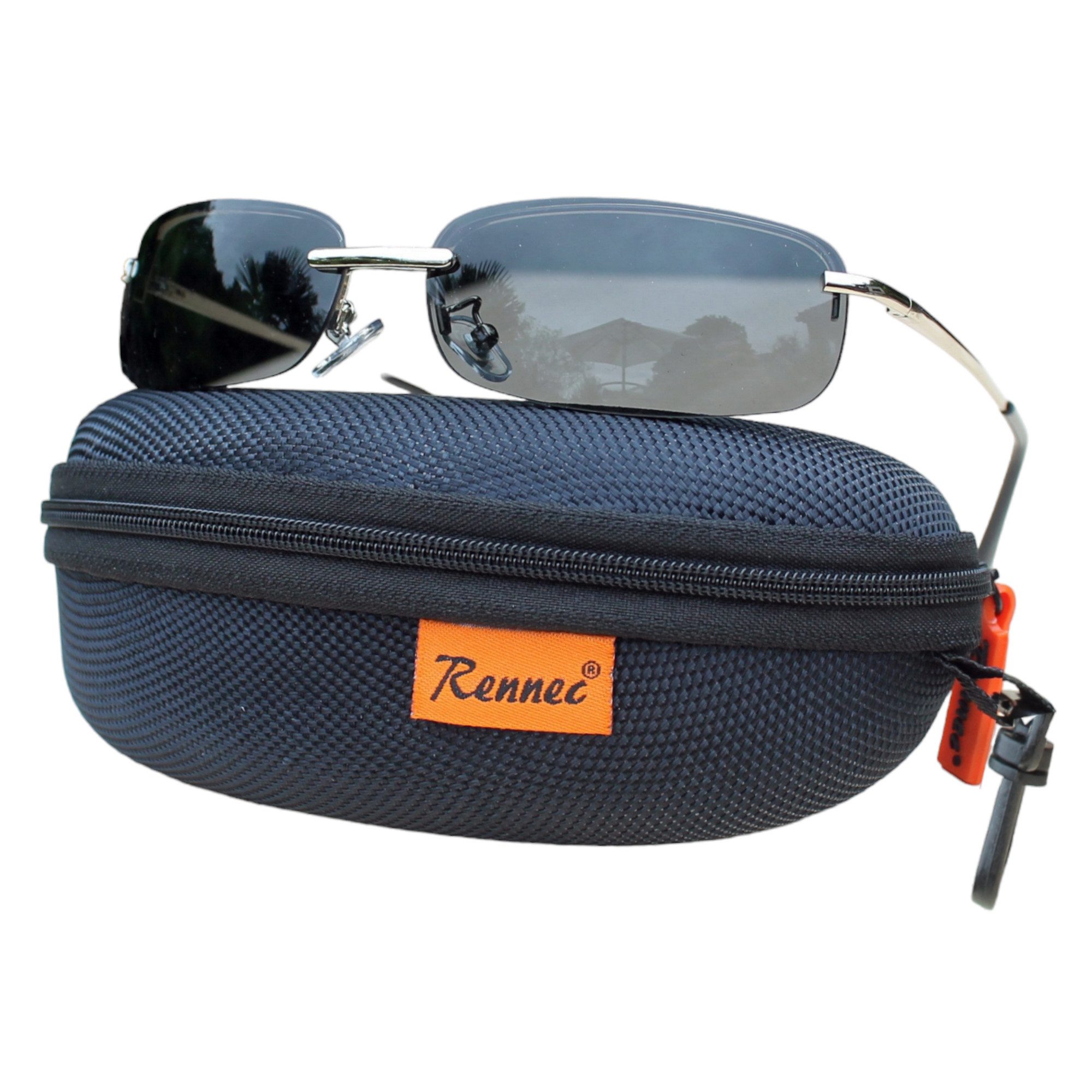Rennec Sonnenbrille (Edelstahl Sonnenbrille mit Hardcase) Schmal, Randlos, günstig online kaufen