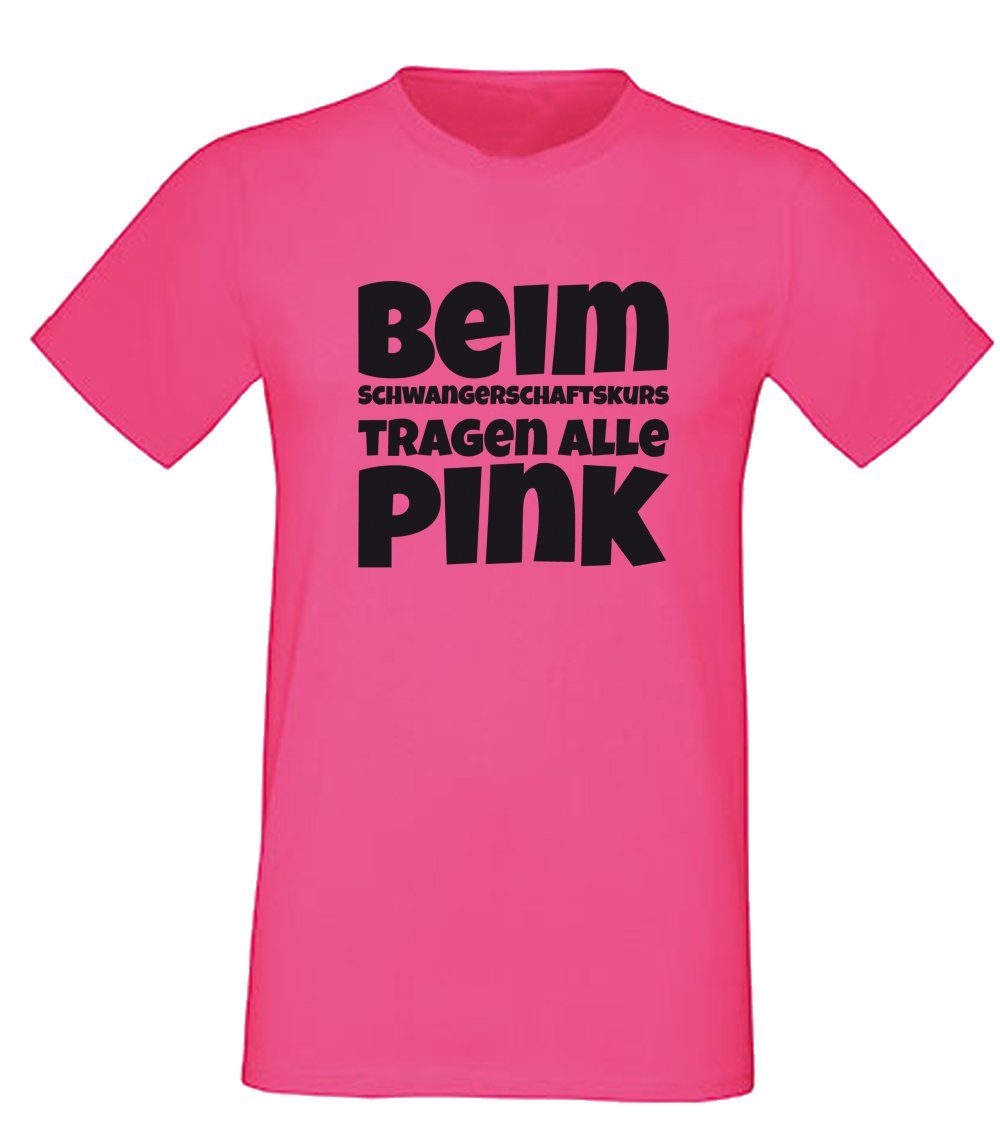 G-graphics T-Shirt Beim Schwangerschaftskurs tragen alle pink Herren T-Shirt, mit trendigem Frontprint, Aufdruck auf der Vorderseite, Spruch/Sprüche/Print/Motiv, Pink-Black-Men-Edition, für jung & alt