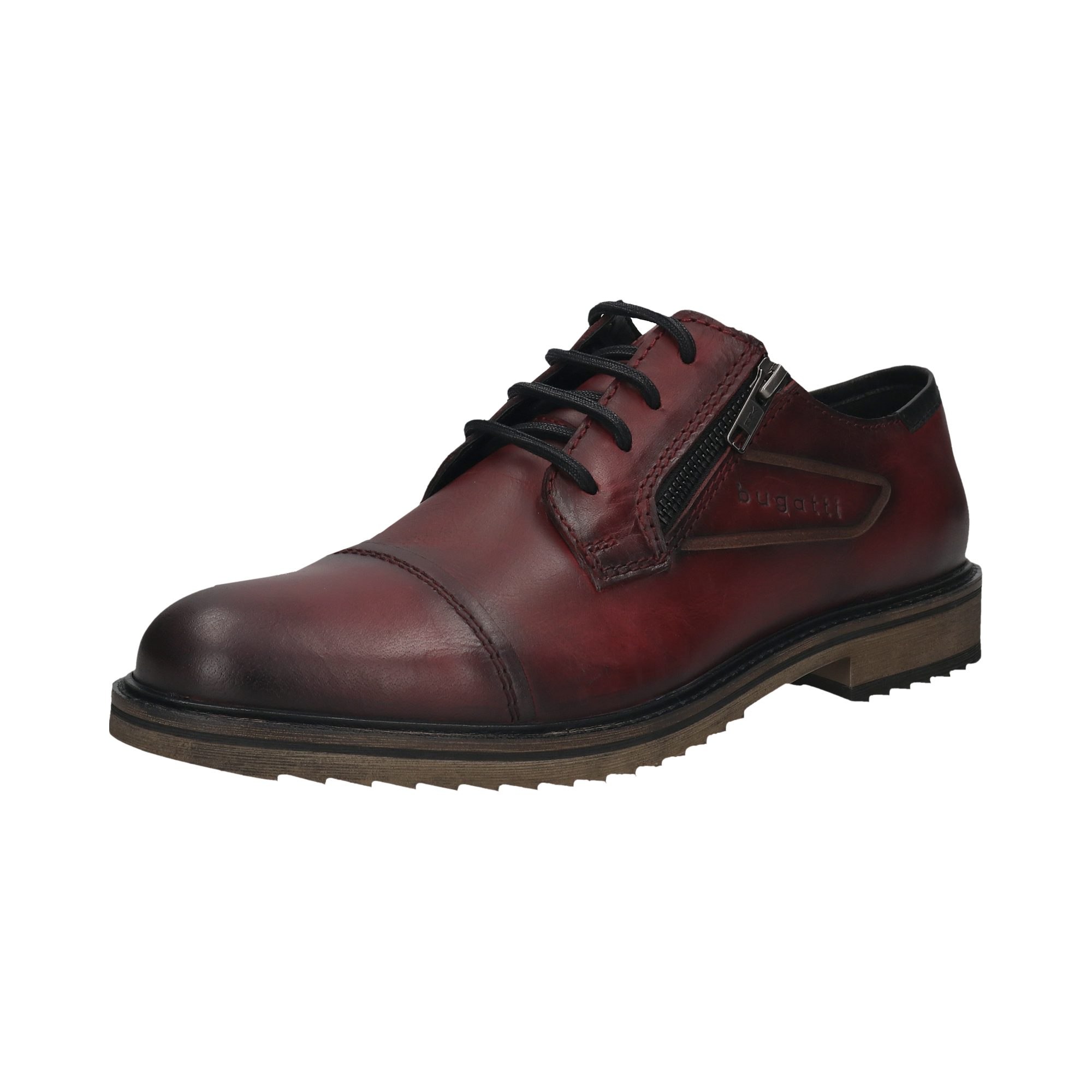 bugatti Schnürschuh Halbschuh, Business Schuh mit seitlichem Reißverschluss