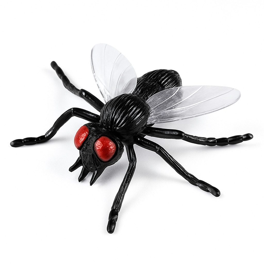 Widmann S.r.l. Tierfigur 5 künstliche Fliegen mit roten Augen Halloween Deko & Scherzartikel (6 St), Ekelerregend, gruselig, vielseitig