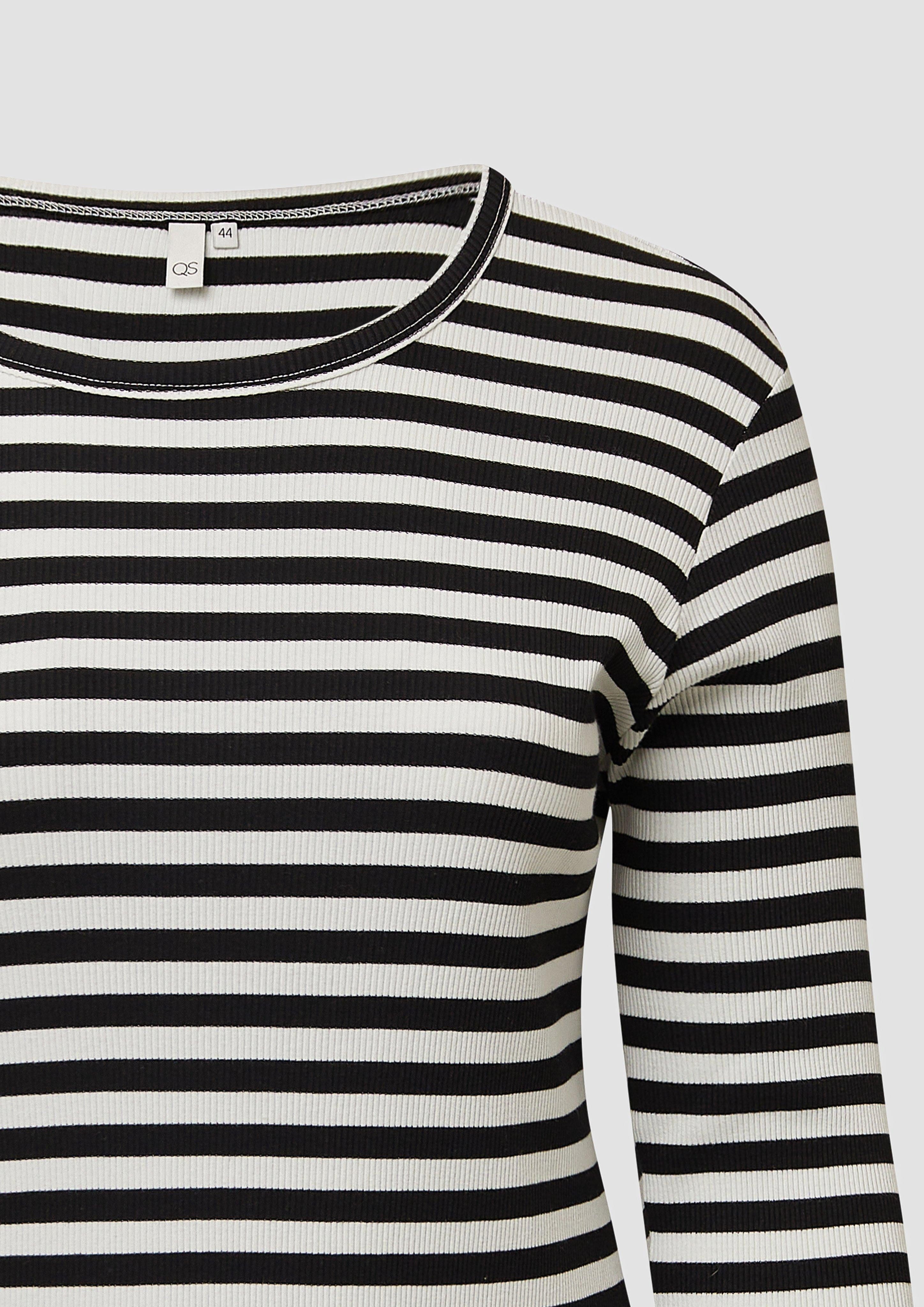 QS Kurzarmshirt Geripptes Longsleeve im Slim günstig online kaufen