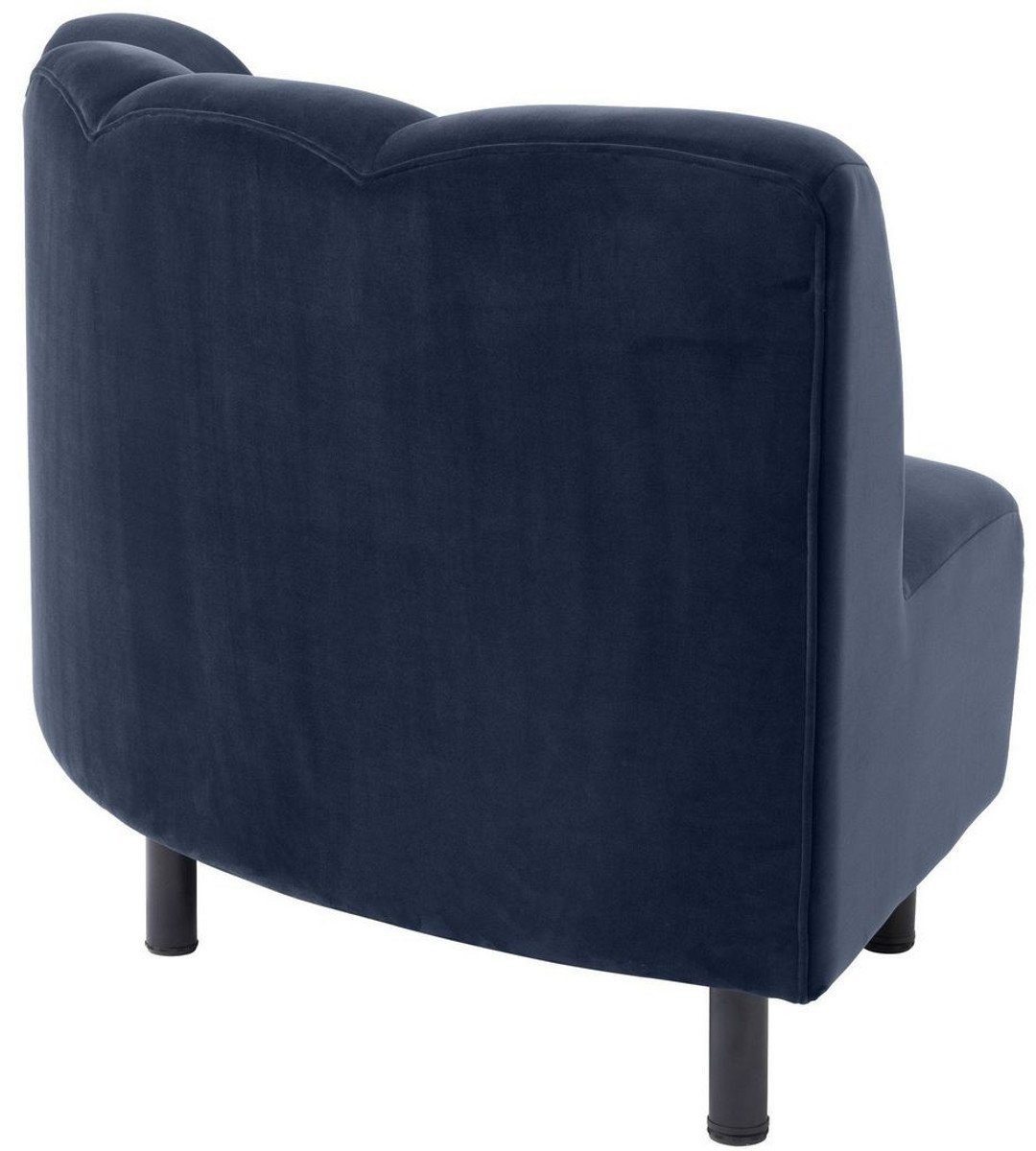 & 87 Luxus Mitternachtsblau H. / Schwarz Sofa 75 Gebogenes Erweiterbares x Wohnzimmer Padrino cm Couch - 114 Casa Samt Sofa - Luxus Möbel x