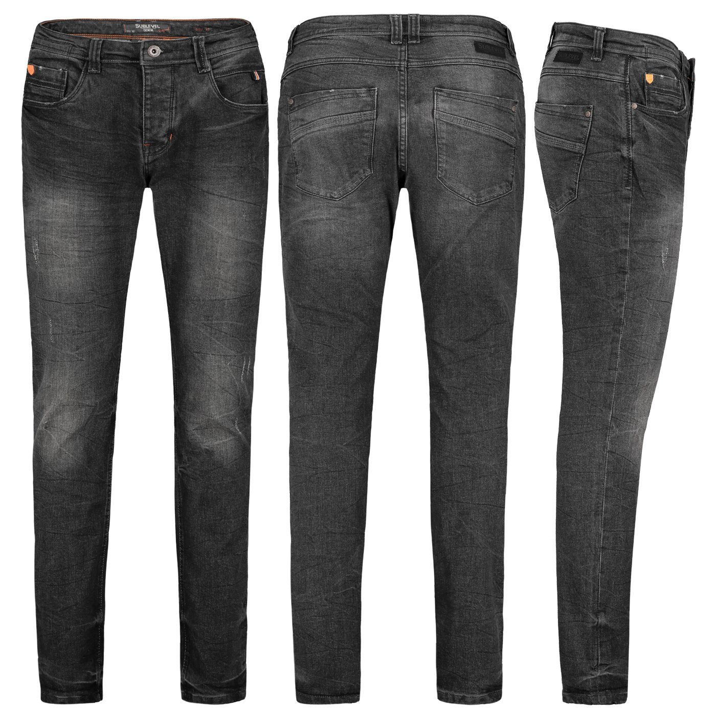 SUBLEVEL Slim-fit-Jeans Sublevel Herren Jeans Hose Basic Stretch Jeanshose Regular Slim Denim