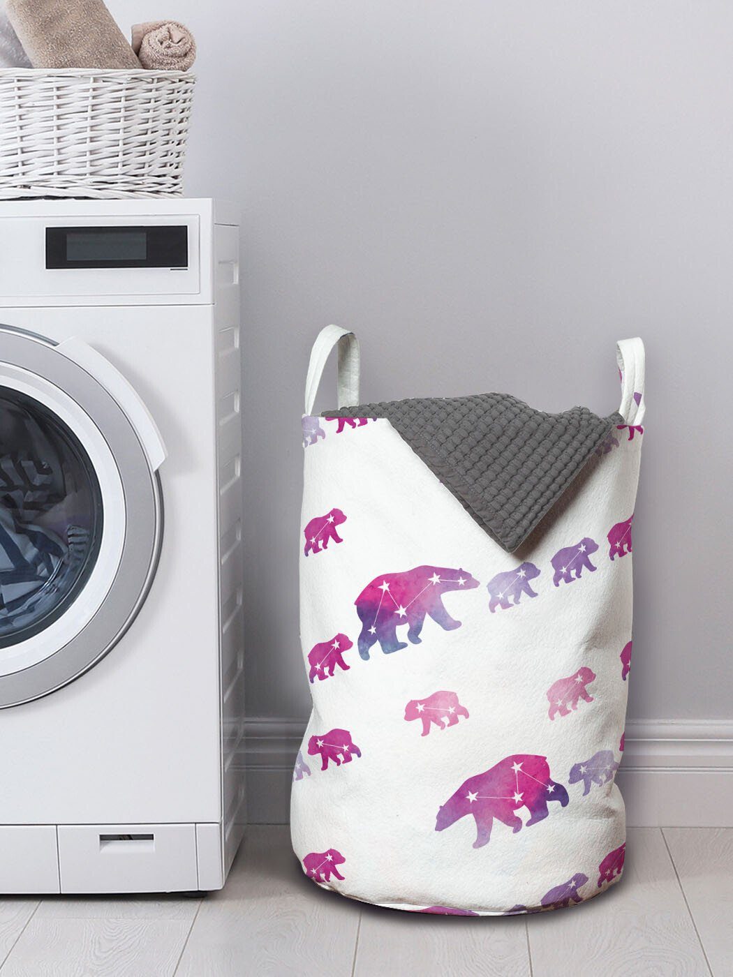 Griffen mit Waschsalons, Eisbär Wäschekorb für Mutter-Kind-Stern Abakuhaus Wäschesäckchen Kordelzugverschluss
