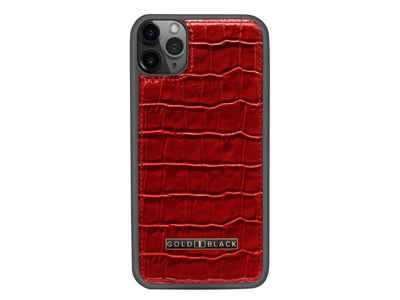 GOLDBLACK Handyhülle Hülle für Apple iPhone 11 Pro Max Croco rot Leder 16,40 cm (6,46 Zoll)