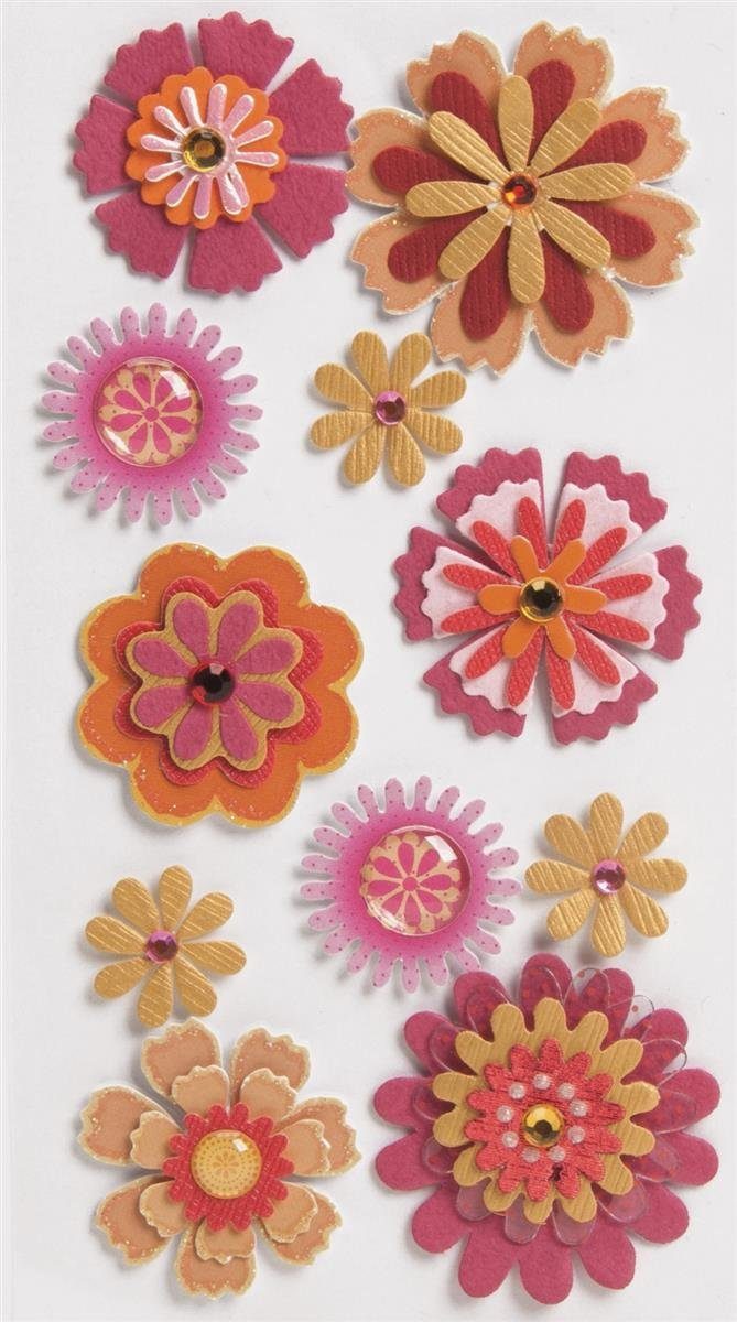 Heyda Sticker Heyda 203780686 Stick-On's-Mix "Blumen Mix" 7,5 x 16,5 cm