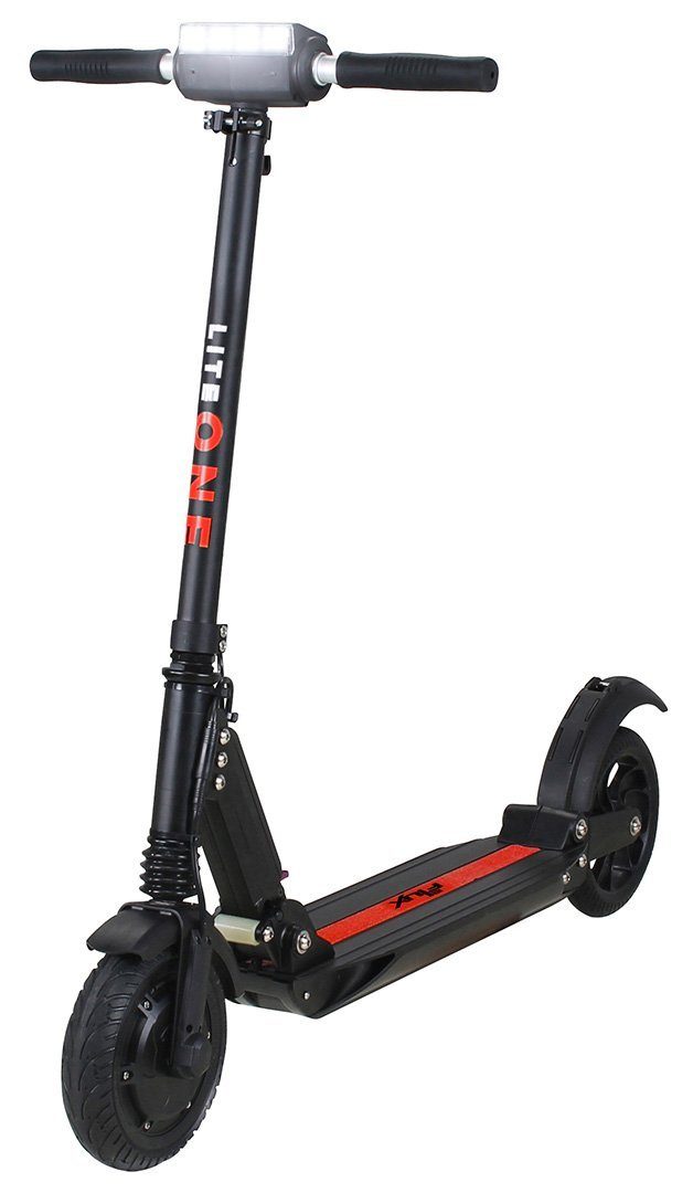 eFlux E-Scooter Lite One Elektro Roller klappbar, kein ABE, 500,00 W, 30,00 km/h, (1 tlg), Scooter - bis 30 km Reichweite - Lithium-Ionen Akku - Tempomat Schwarz/Rot