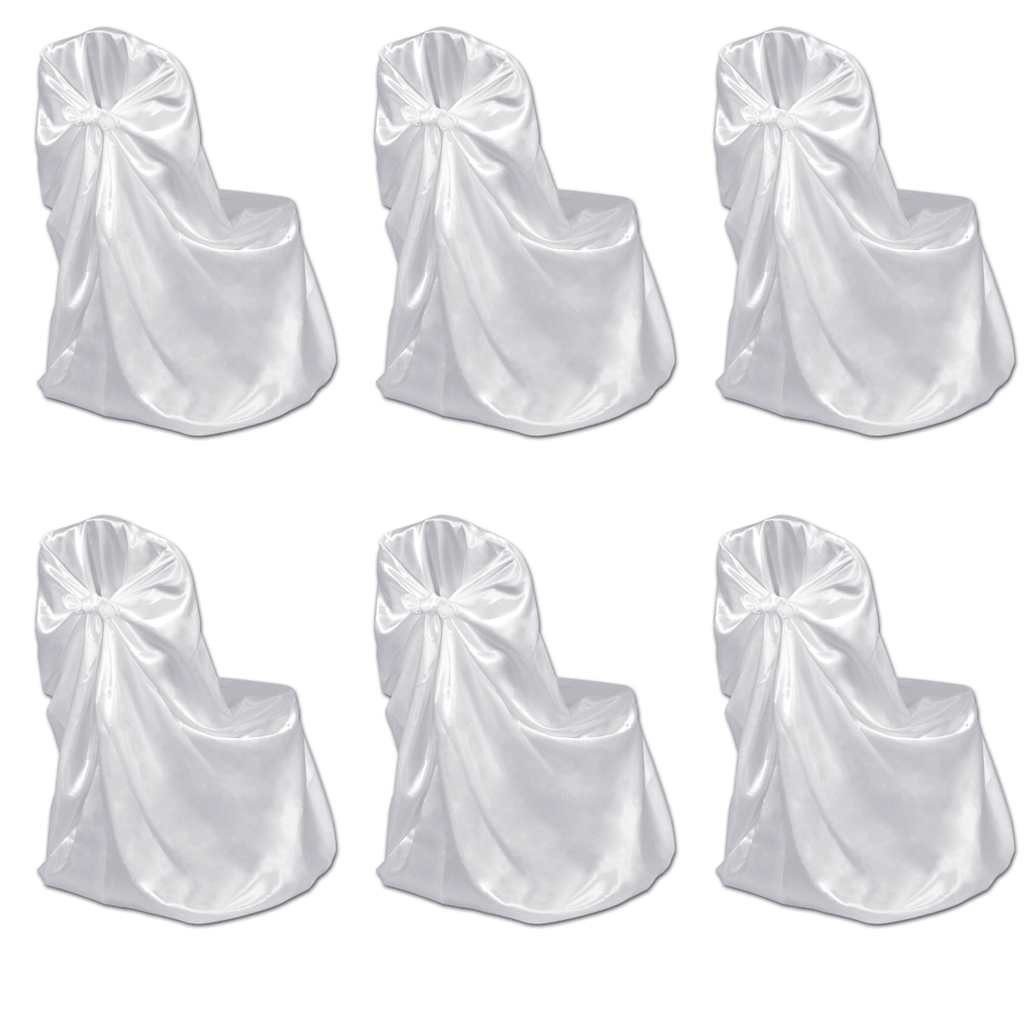 vidaXL Hussen-Set 6 x Stuhlhusse für Hochzeit Bankett weiß