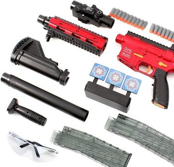 Diyarts Blaster (2-in-1 Auto-Manual Spielzeugpistole, mit 10+10 Magazin, 120 Schaumstoffdarts & Zielscheiben), Selbstmontage, wiederaufladbar, Dart-Fenster & Tolle Geschenkoption