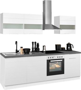 Kochstation Küche KS-Luhe, 240 cm breit, wahlweise mit oder ohne E-Geräten, gefräste MDF-Fronten