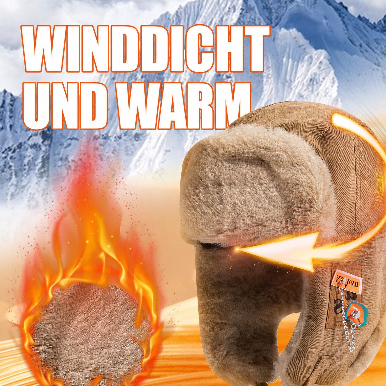 nsihing Plüschmütze Unisex Winter-Skihut, Warme Mütze mit Ohrenklappen Flauschiger Fliegermütze für Damen & Herren, Ideal für Wintersport – Bild 2 von 5