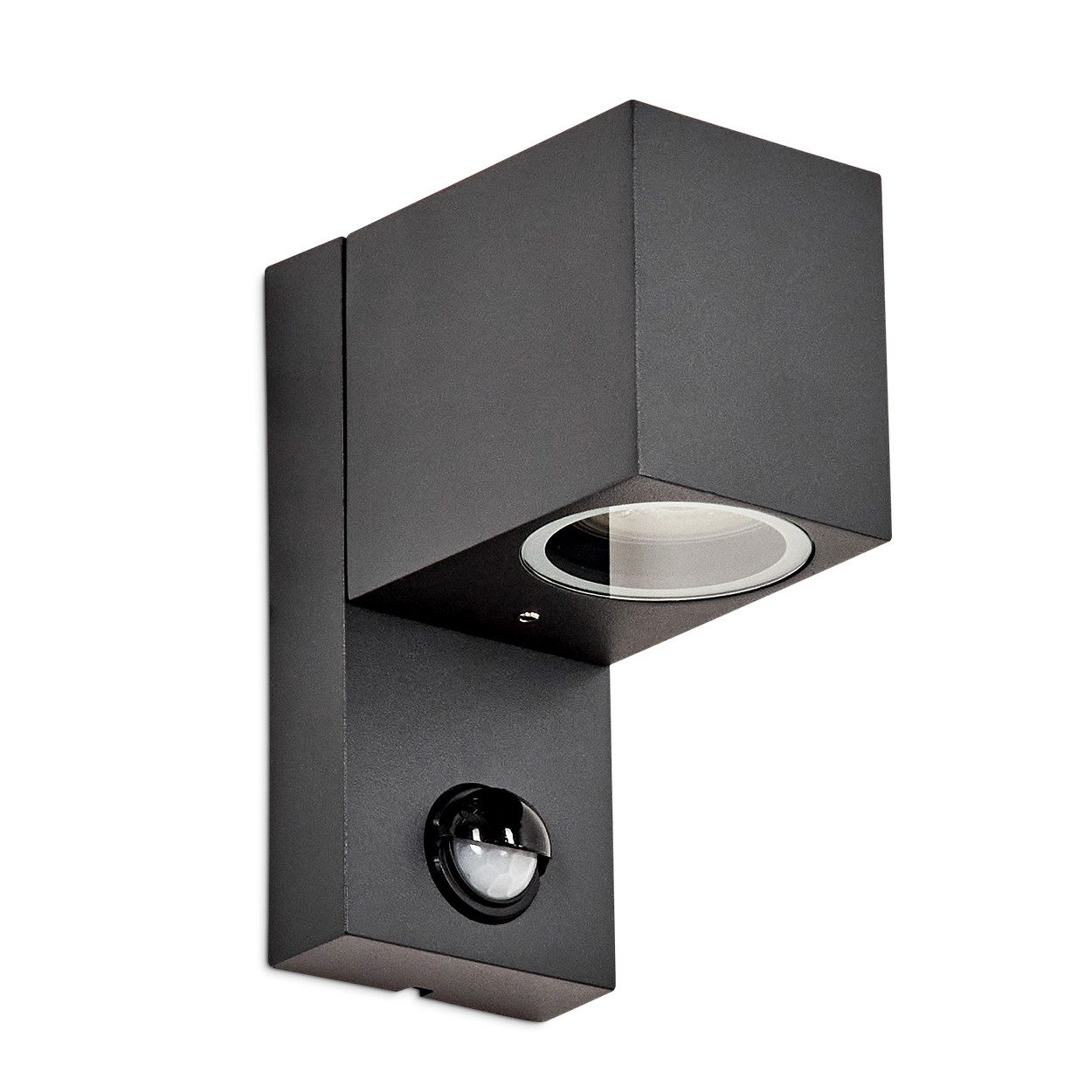 hofstein Außen-Wandleuchte Außenwandlampe mit Bewegungsmelder aus Aluguss/Glas in Anthrazit/Klar, ohne Leuchtmittel