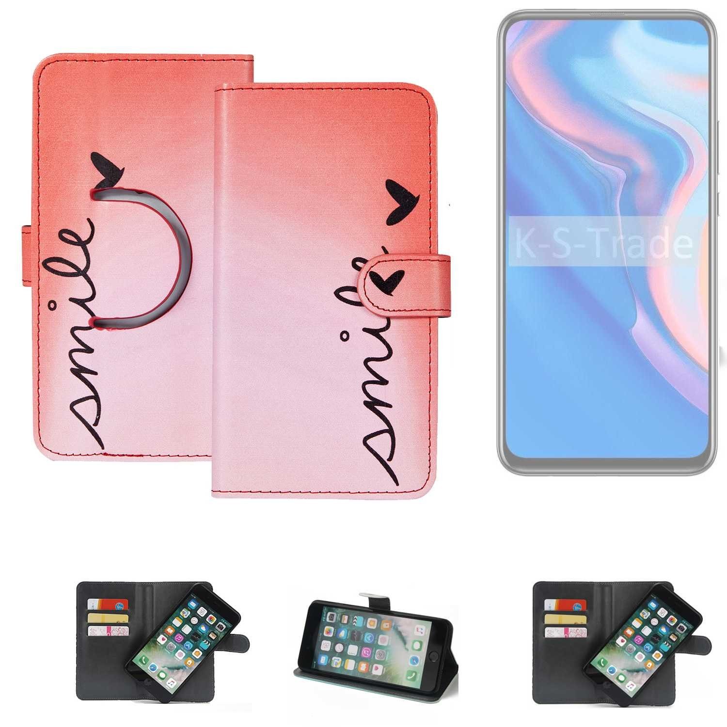 K-S-Trade Handyhülle für Huawei P Smart Z, Schutzhülle Handyhülle Hülle cover bookstyle Etui ''smile'' rot