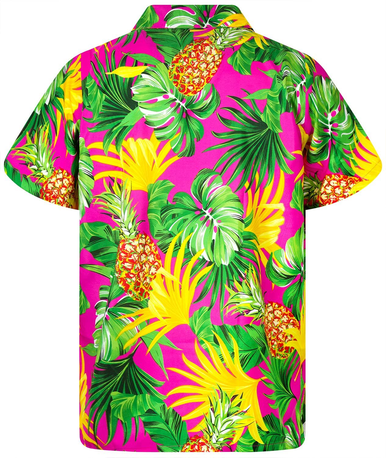 King Kameha Hawaiihemd Pineapple Leaves Kids Funky Hawaii-Hemd Kinder Kurzarm Front-Tasche