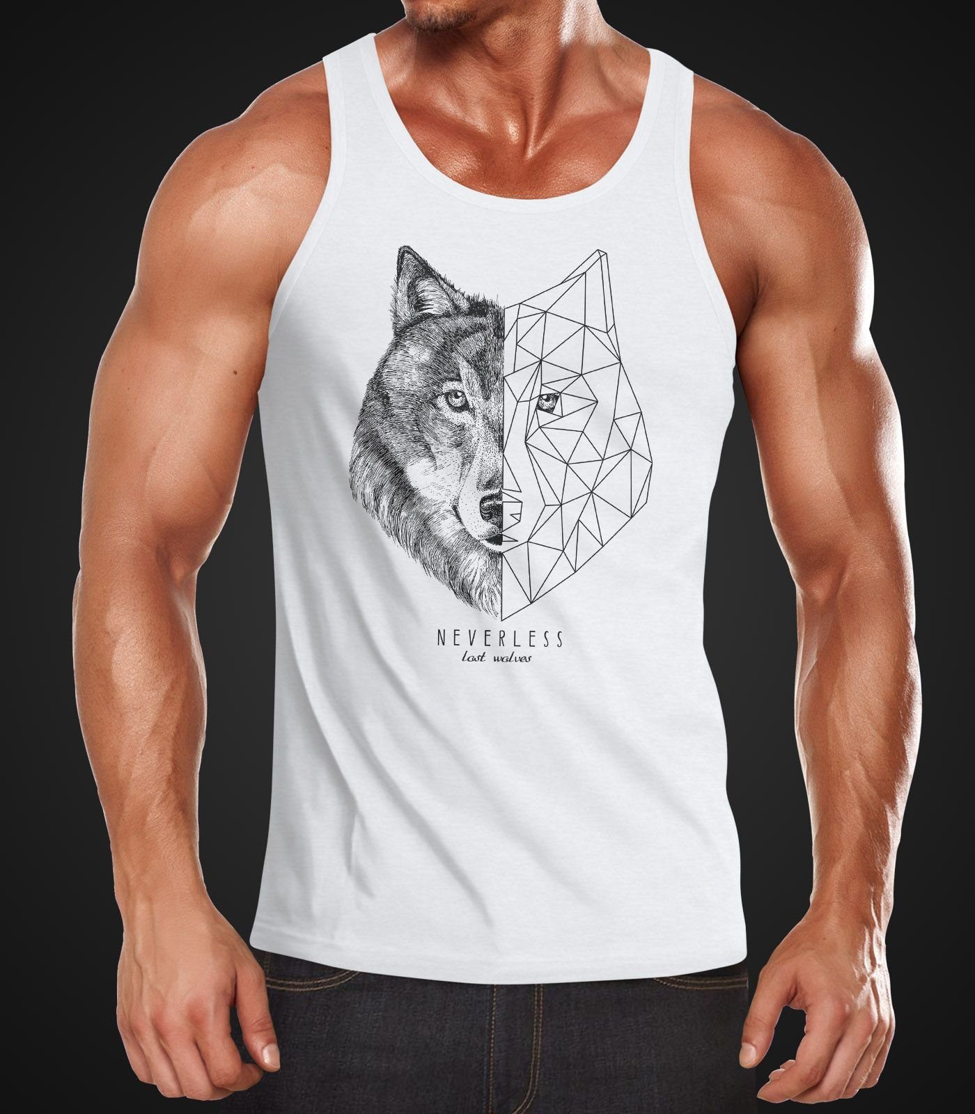 Neverless Tanktop Herren Tank-Top Wolf Polygon günstig online kaufen