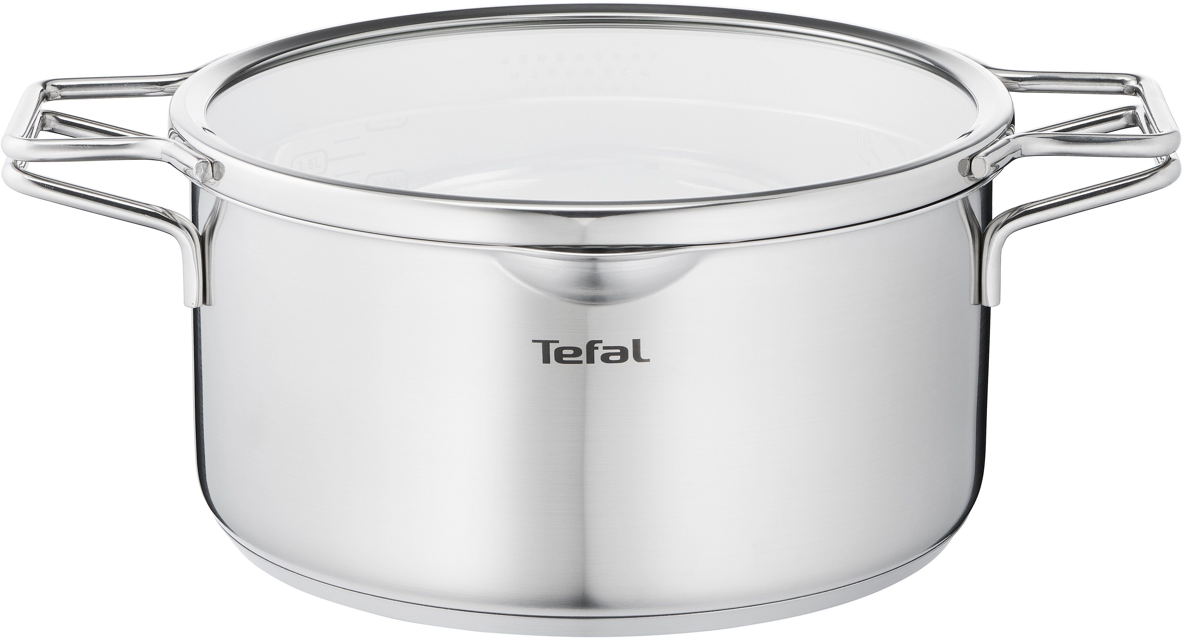 Tefal Kochtopf mit Ausgießer, Induktion Design, Doppelgriff, Deckel, Nordica, Edelstahl (1-tlg), nordisches