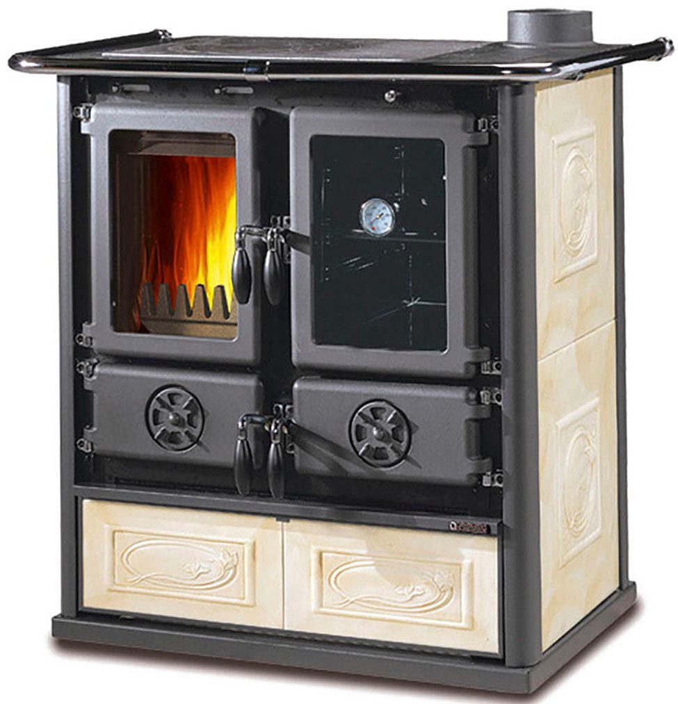 La Nordica Kaminofen La Nordica Küchenherd »Rosetta« Heizen, Kochen & Backen, Türen, 7,2 kW, und Brennraum aus Gusseisen, Festbrennstoffherd, Holzherd, Ofenherd
