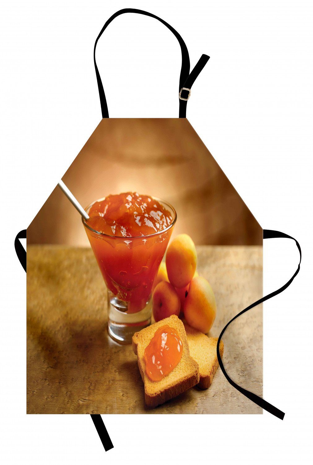 Abakuhaus Kochschürze Höhenverstellbar Klare Farben ohne verblassen, Aprikose Saftige Aprikosen-Marmelade und Brot