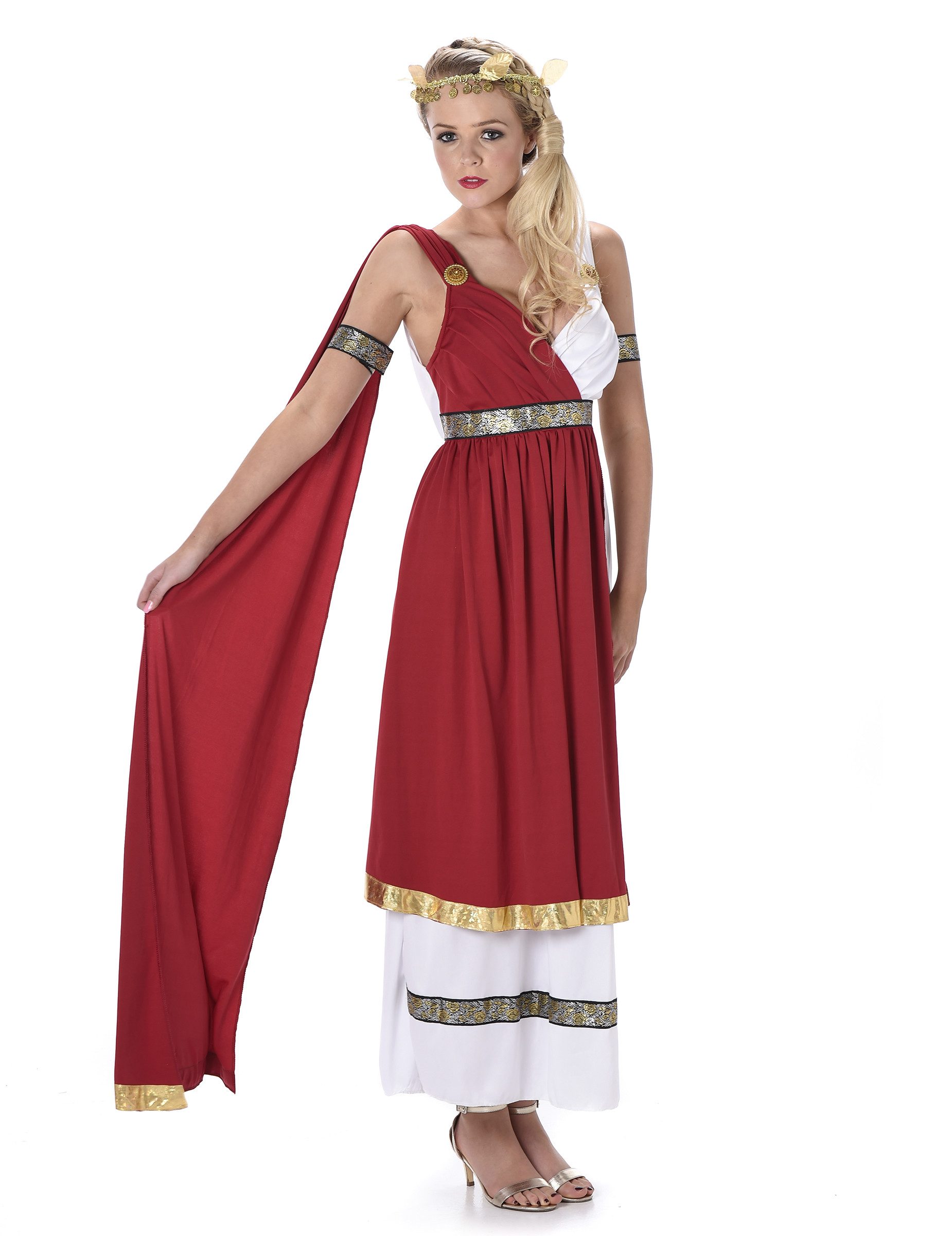REDSUN Kostüm Elegante Römerin Antike Damenkostüm rot-weiss-gold