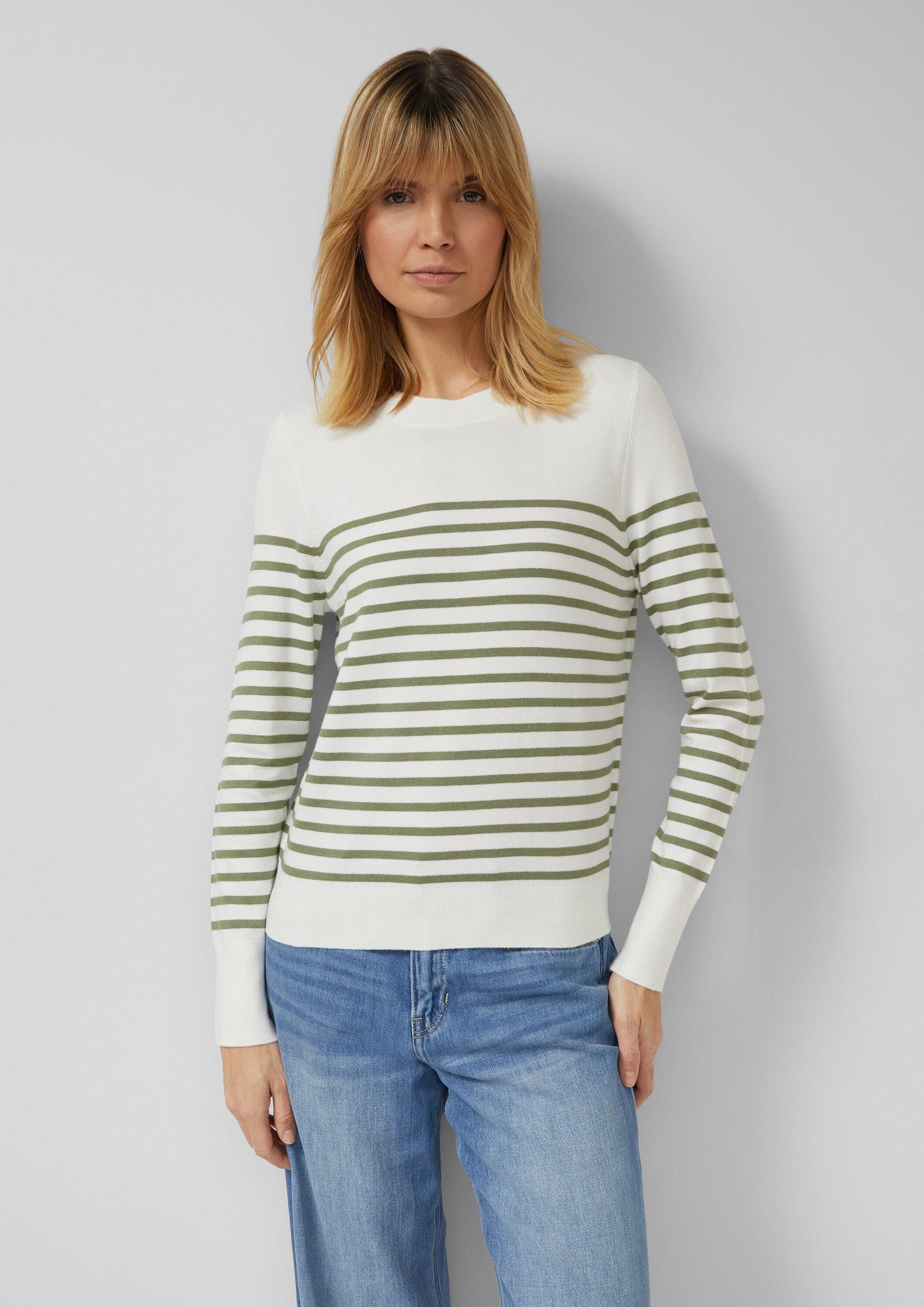s.Oliver Longpullover Strickpullover Gestreifter Pullover aus Viskosemix günstig online kaufen