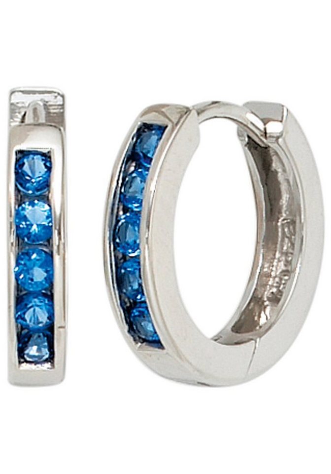 JOBO Paar Creolen, rund 925 Silber mit Z... JOBO Paar Creolen, rund 925 Silber mit Z...