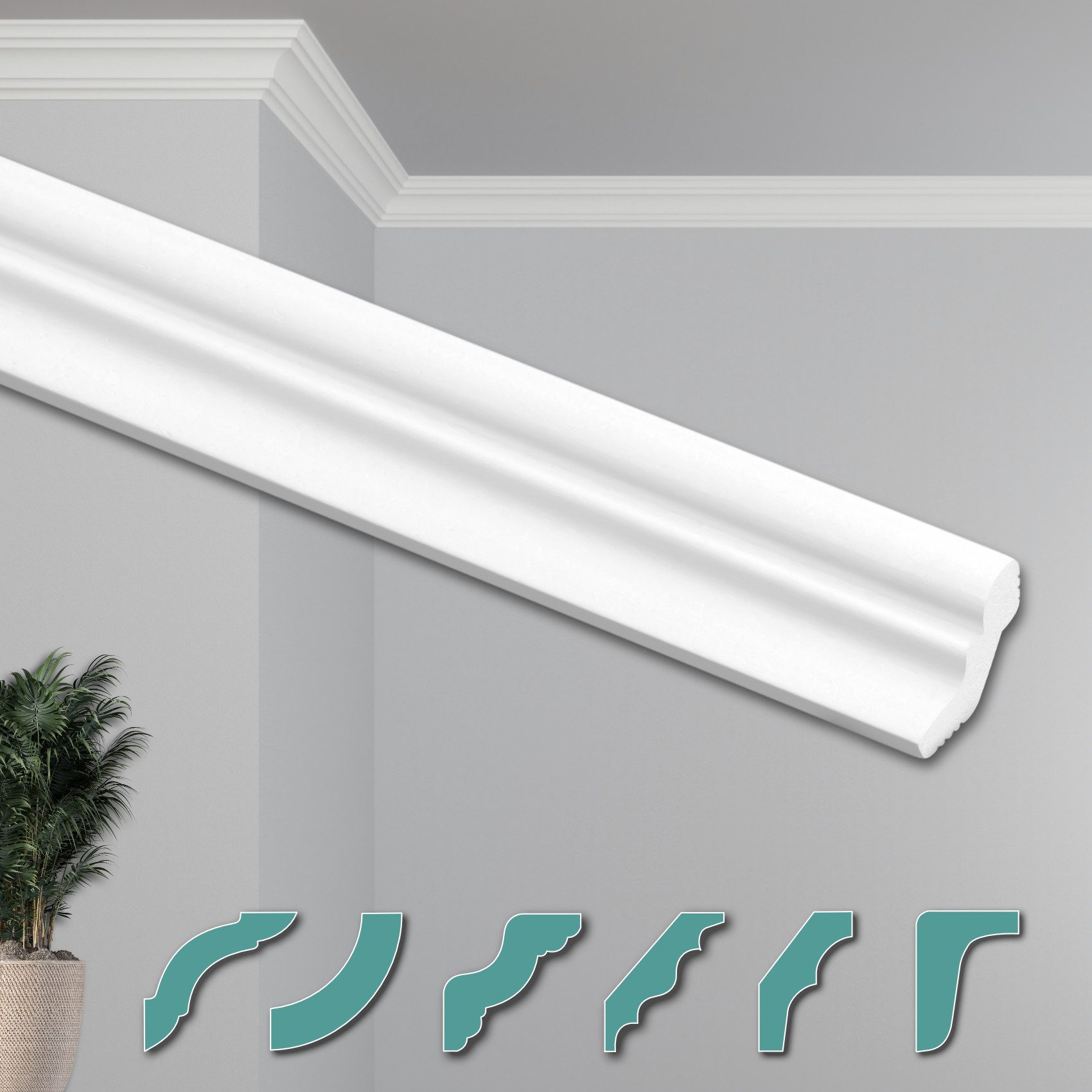 Hexim Deckenleiste ZG10, 30 Meter / 15 Leisten, Deckenleisten modern XPS St günstig online kaufen